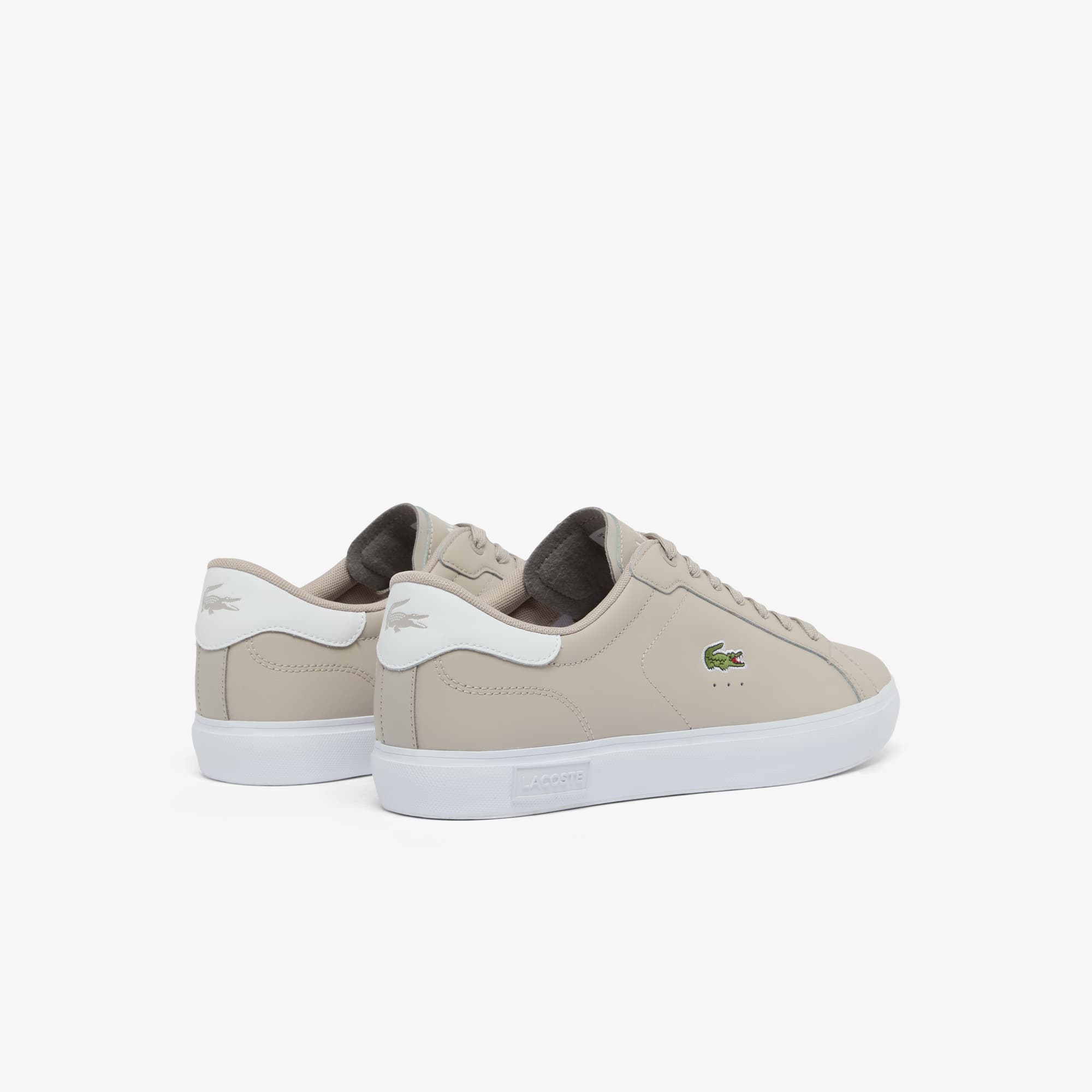 Thumbnail - Lacoste Herren-Sneakers Powercourt aus Leder - GRY/WHT Size 39.5