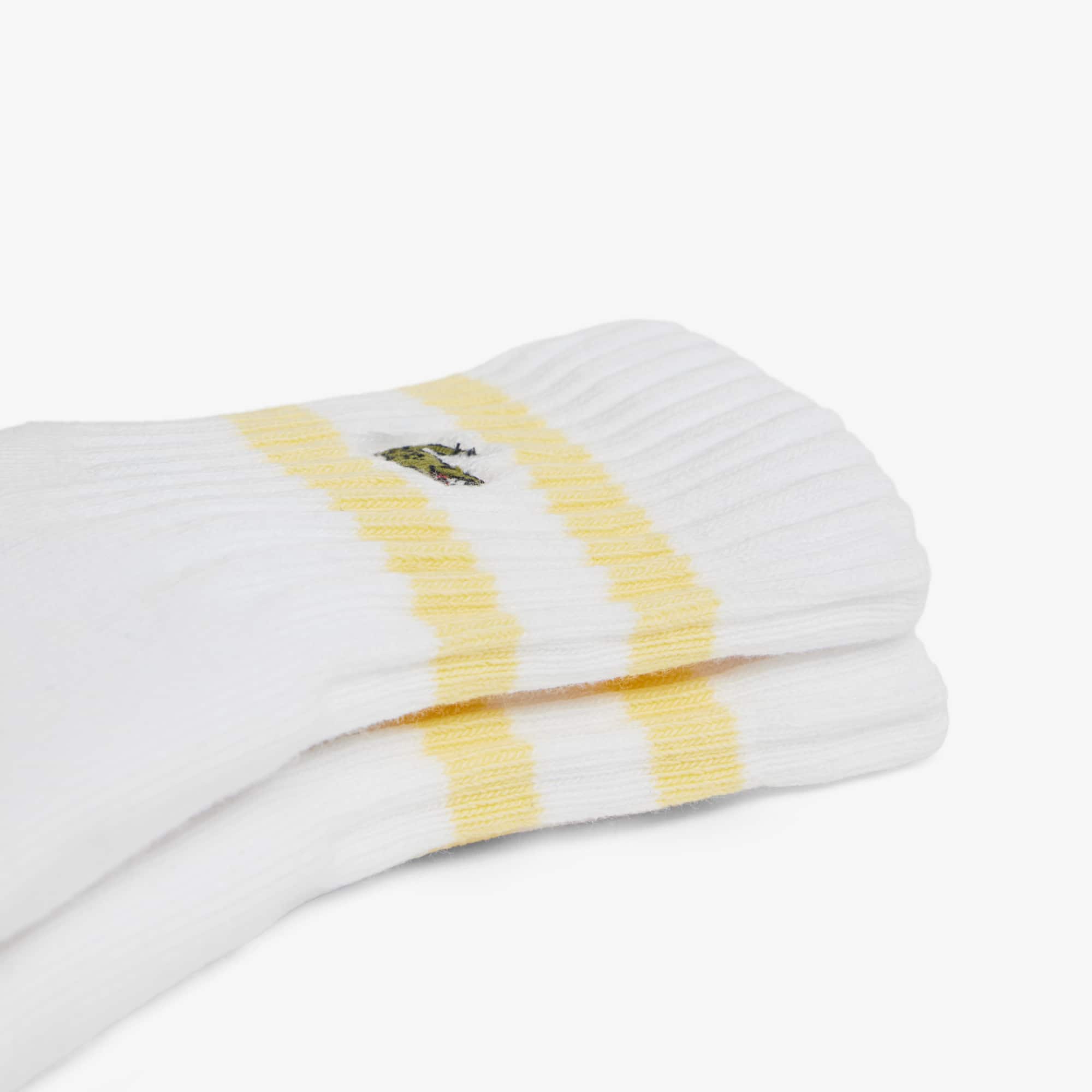 Thumbnail - Lacoste Kurze Socken aus Baumwolle - Weiß / Gelb Size 35/38