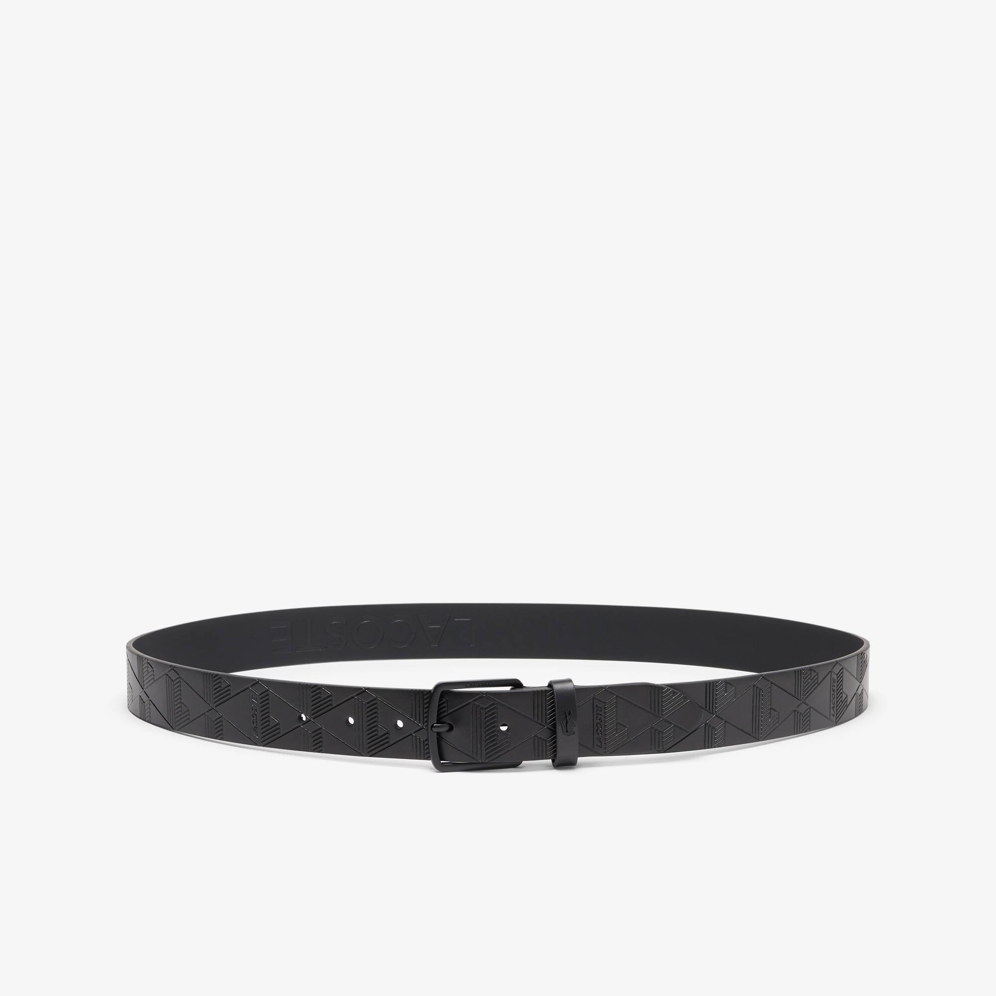 Thumbnail - Lacoste Ledergürtel mit Monogramm - BLACK Size 110 cm