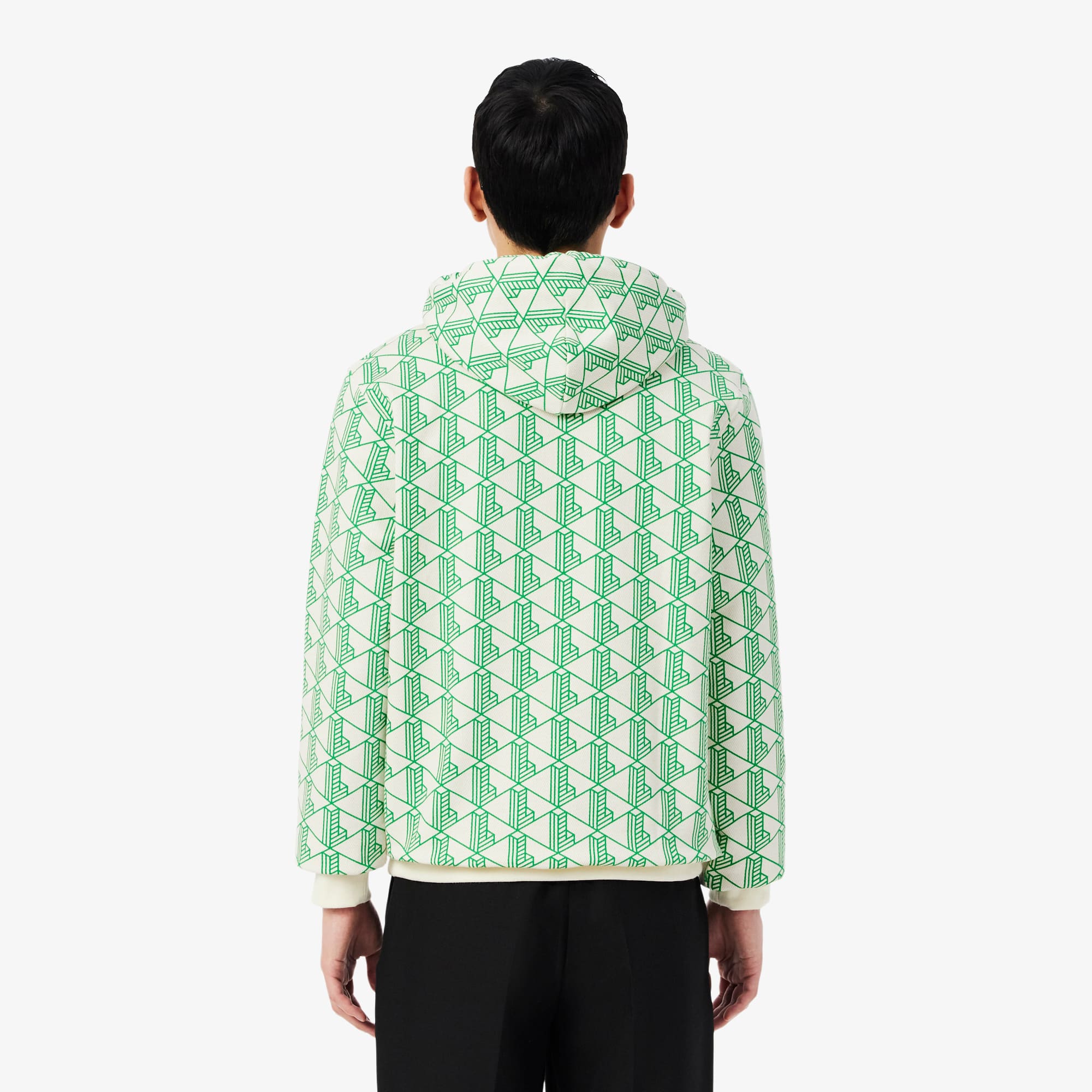 Thumbnail - Lacoste Fleece-Hoodie mit Monogramm - Weiß / Grün Size S