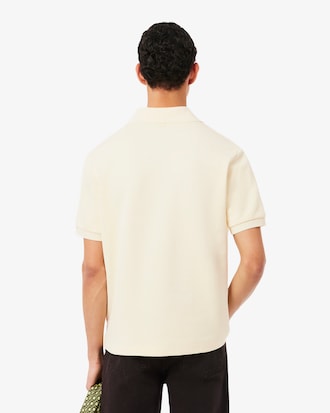 Loose Fit-Polohemd aus Fleece mit Badge-Akzent