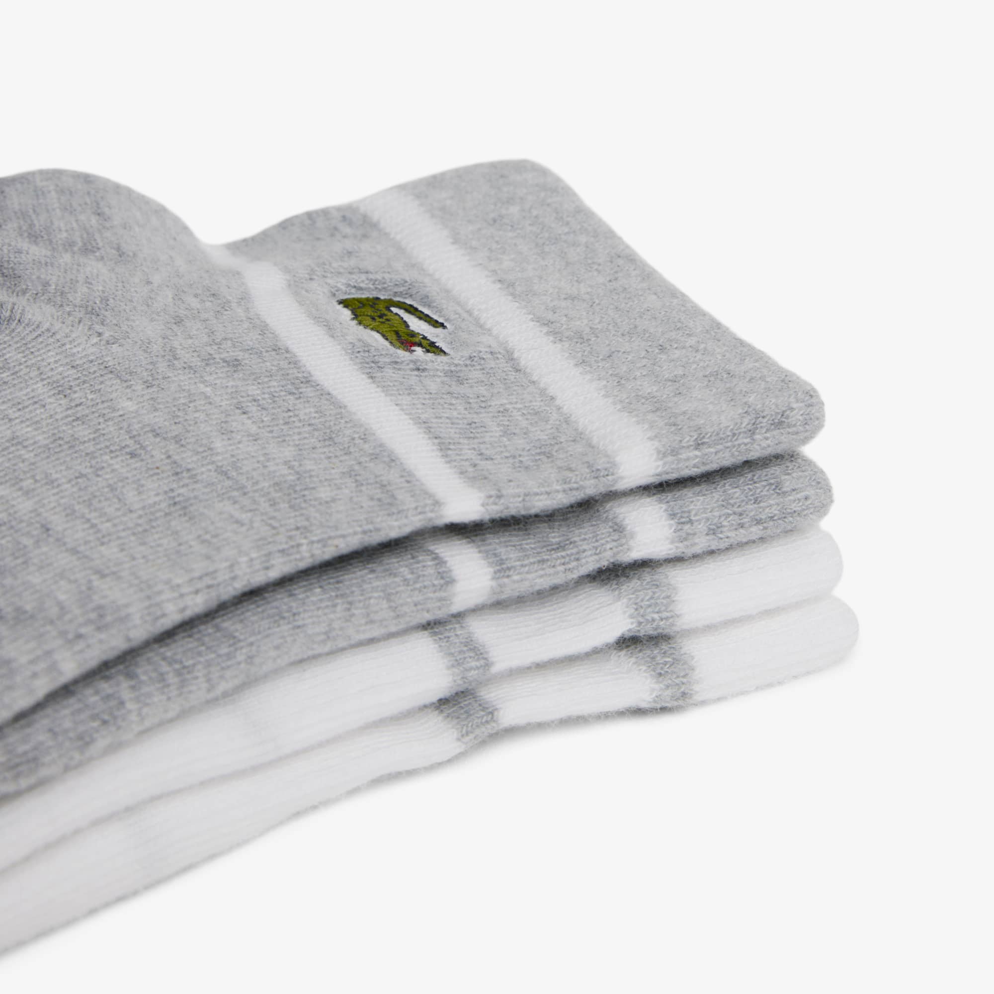 Thumbnail - Lacoste 2er-Pack gestreifte Socken - Heidekraut Grau / Weiß Size 39/42