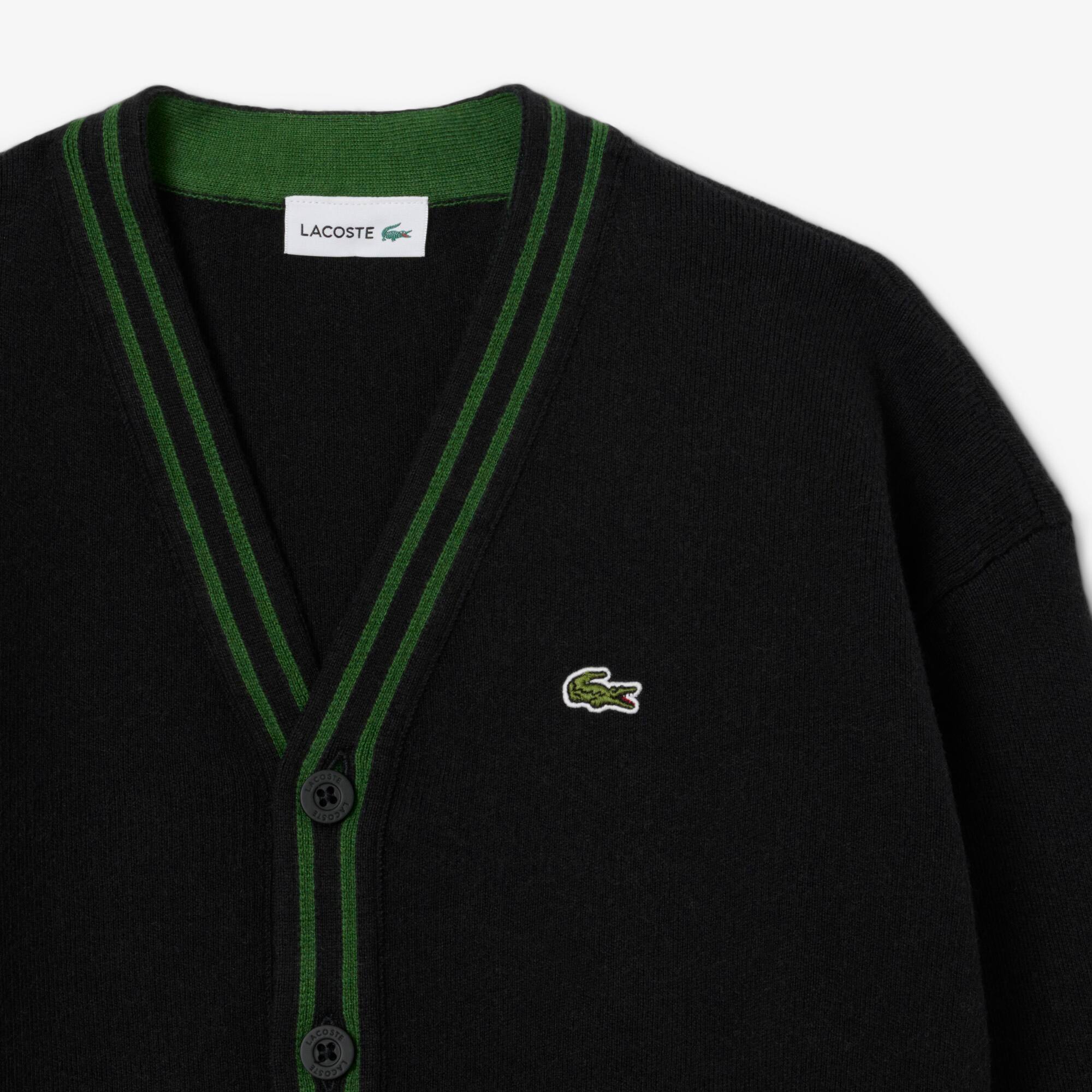 Thumbnail - Lacoste Cardigan aus Wolle und Baumwolle mit V-Ausschnitt - Schwarz Size 8 - 8A