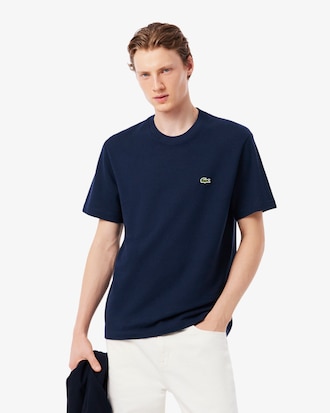 T-Shirt aus Piqu&eacute; mit schwerer Baumwolle und Leinen