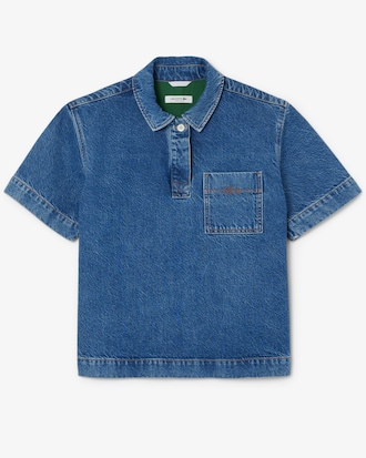 Oversized-Polohemd aus Denim