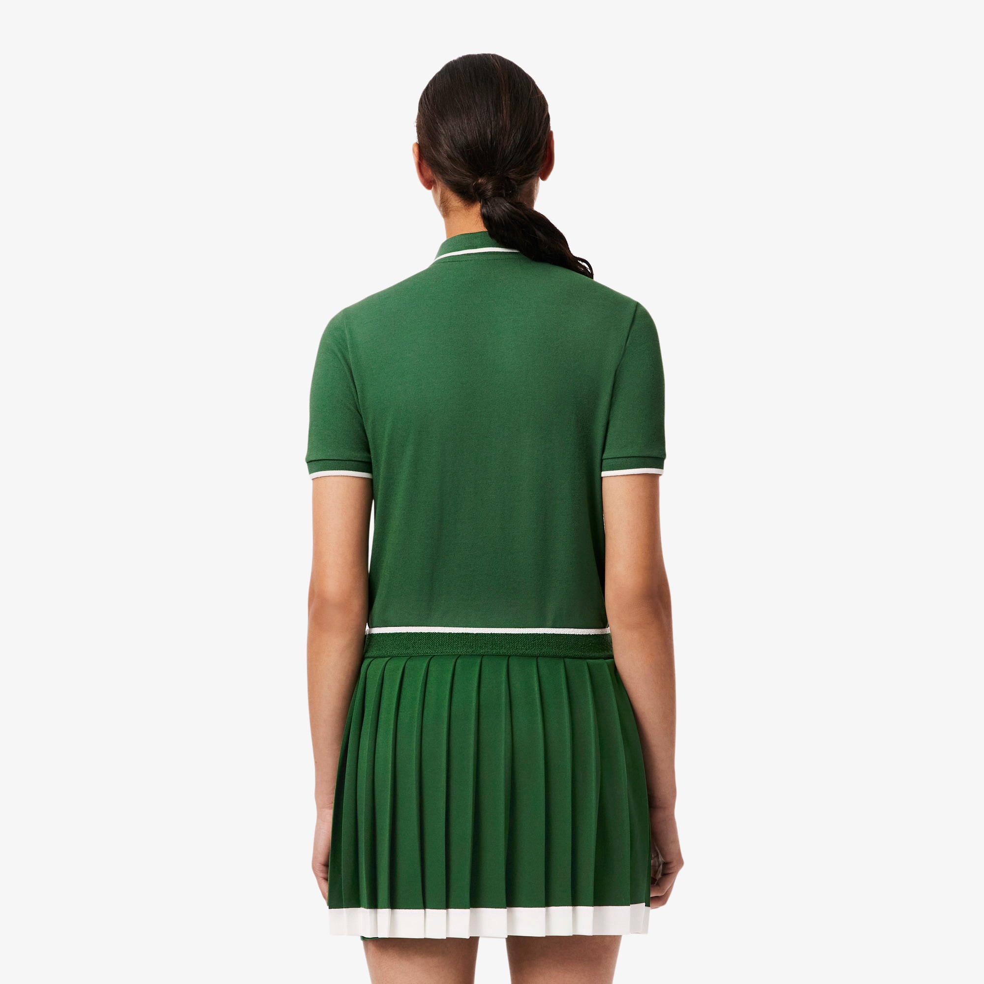 Thumbnail - Lacoste Tennis-Polohemd mit temperaturregulierender Technologie, Regular Fit - Grün / Weiß Size 40