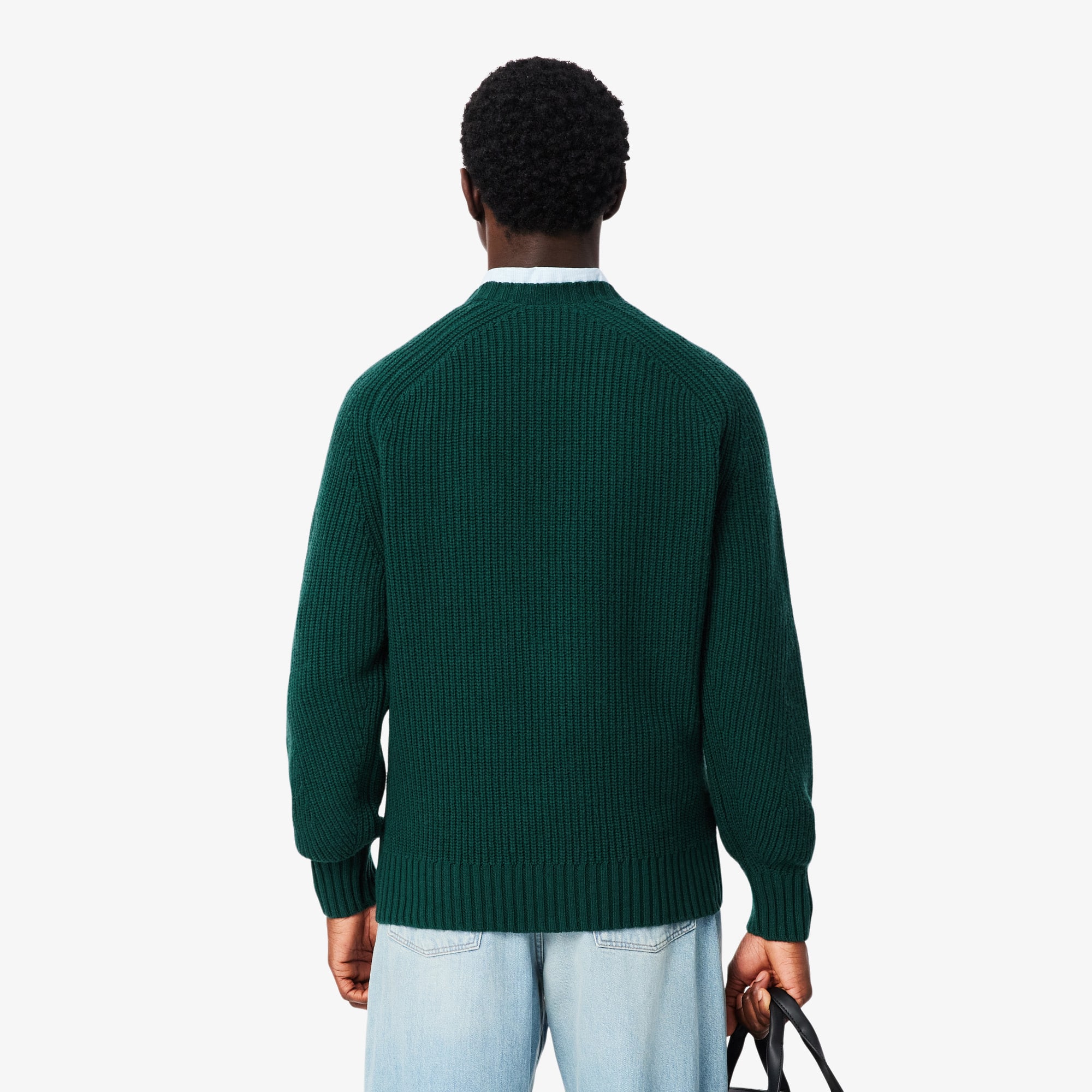 Thumbnail - Lacoste Pullover aus dicker kardierter Wolle mit Rundhalsausschnitt - Sinople Grün Size S