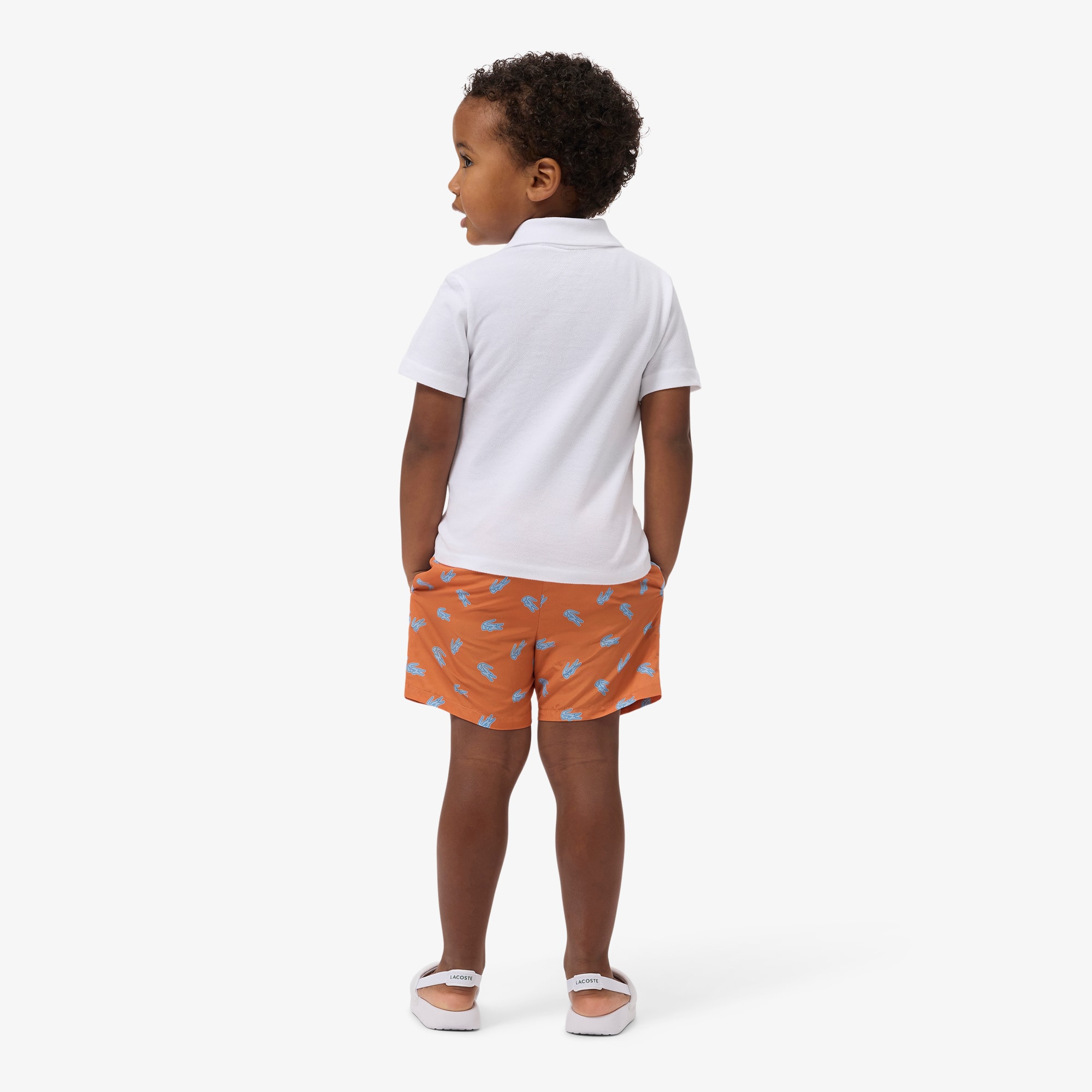 Thumbnail - Lacoste Einfarbige Badehose aus Taft - Orange Size 7 - 7A