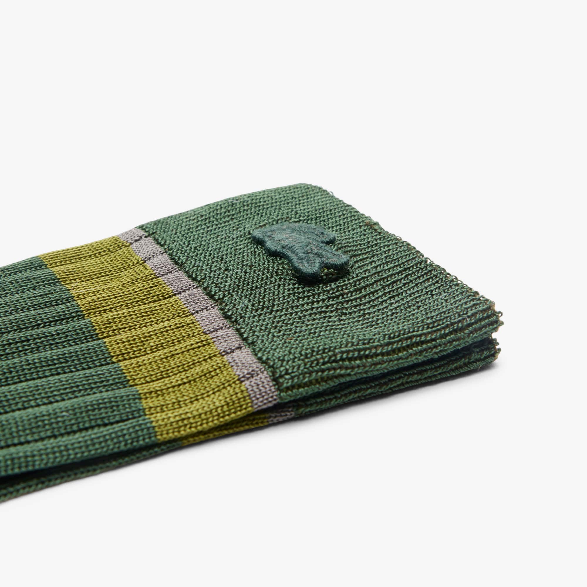 Thumbnail - Lacoste Gerrippte Feinstrümpfe Runway - Sinople Grün Size 35/38