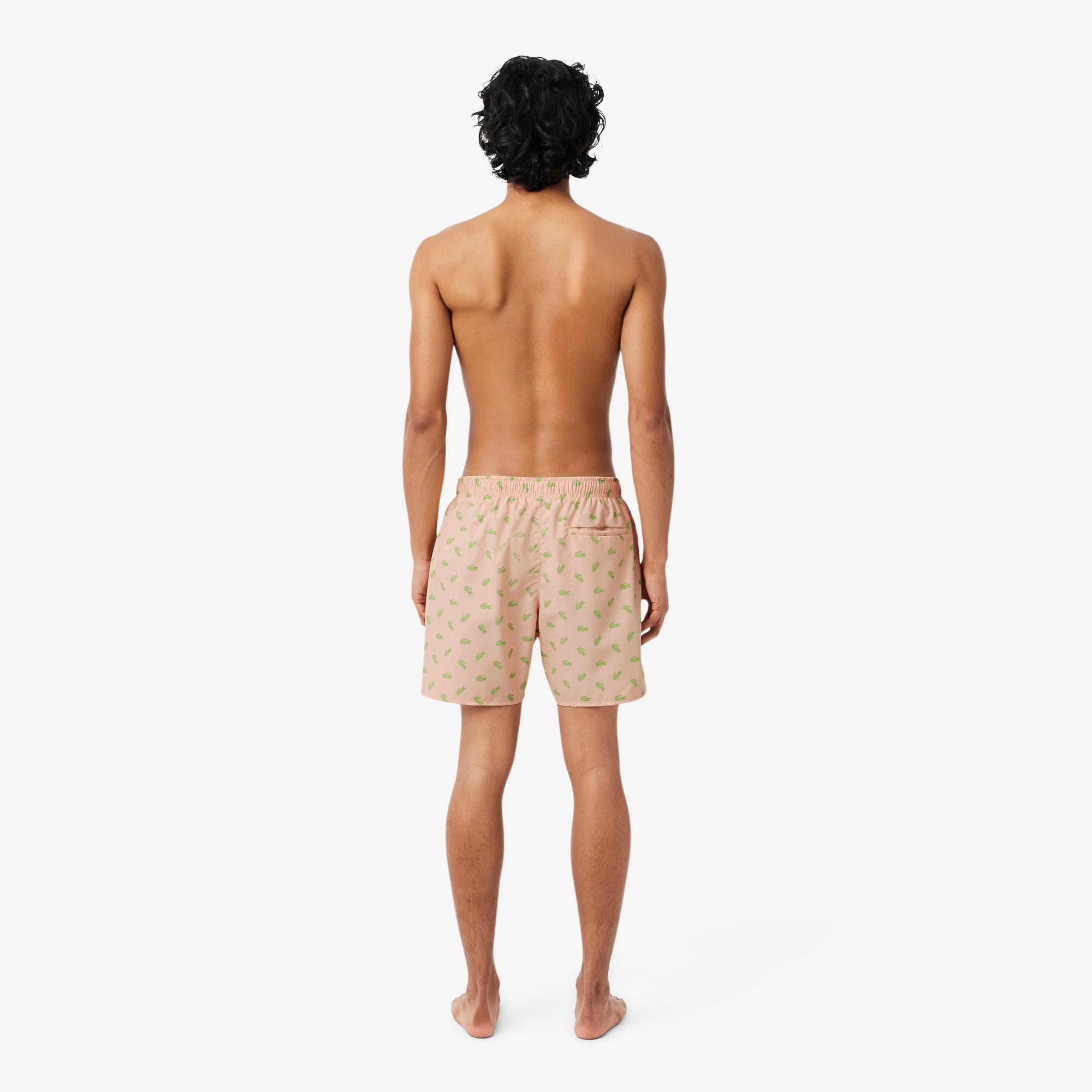 Thumbnail - Lacoste Halblange Badehose mit Kroko-Print - Rose Pale Size S