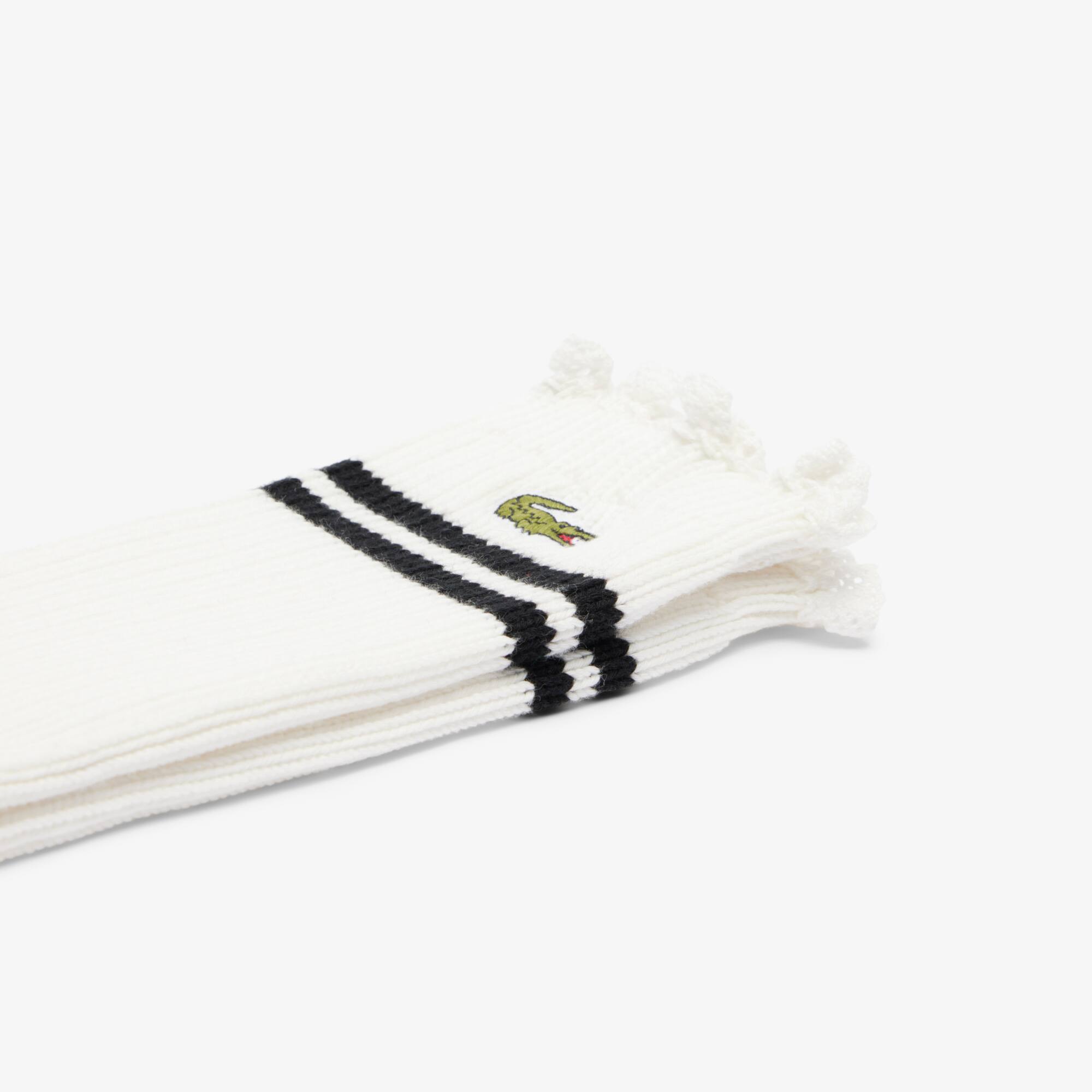 Thumbnail - Lacoste Gerippte Socken mit Spitzenabschluss - Weiß Size 35/38