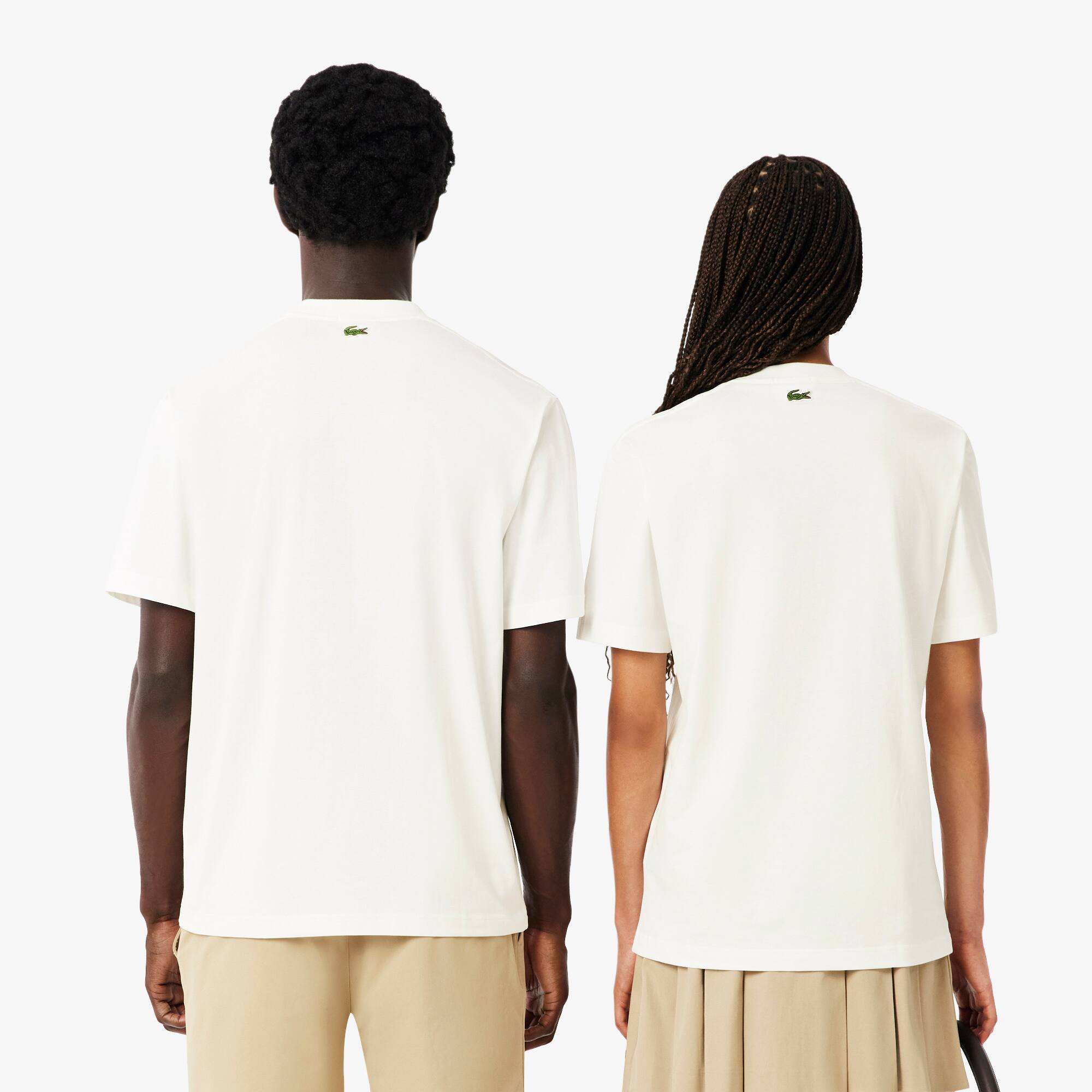 Thumbnail - Lacoste T-Shirt aus Baumwolle mit Signatur-Print - Weiß Size XXL
