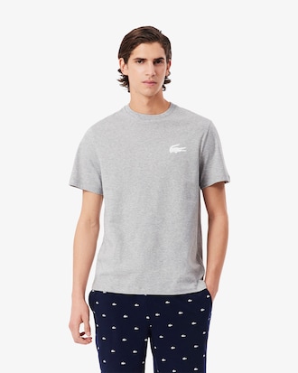 Loungewear-T-Shirt aus Baumwolle mit Krokodil-Druck