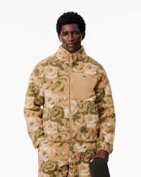 Fleecejacke mit Blumenmotiv und Reißverschluss