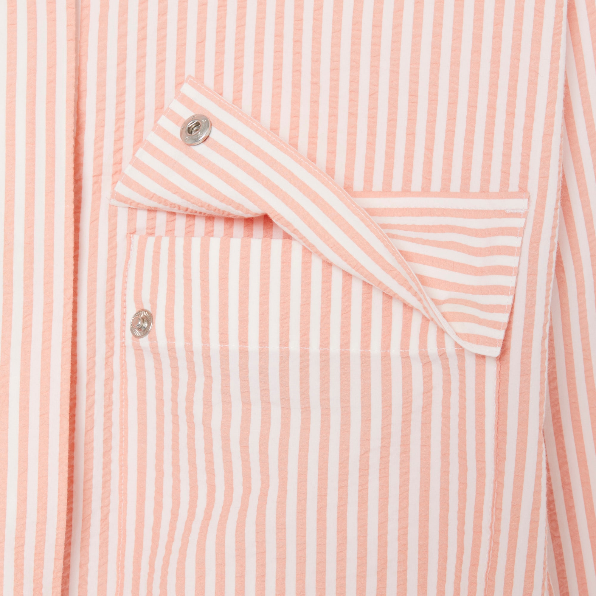 Thumbnail - Lacoste Jacke aus gestreiftem Seersucker - Blanc / Rose Size 38