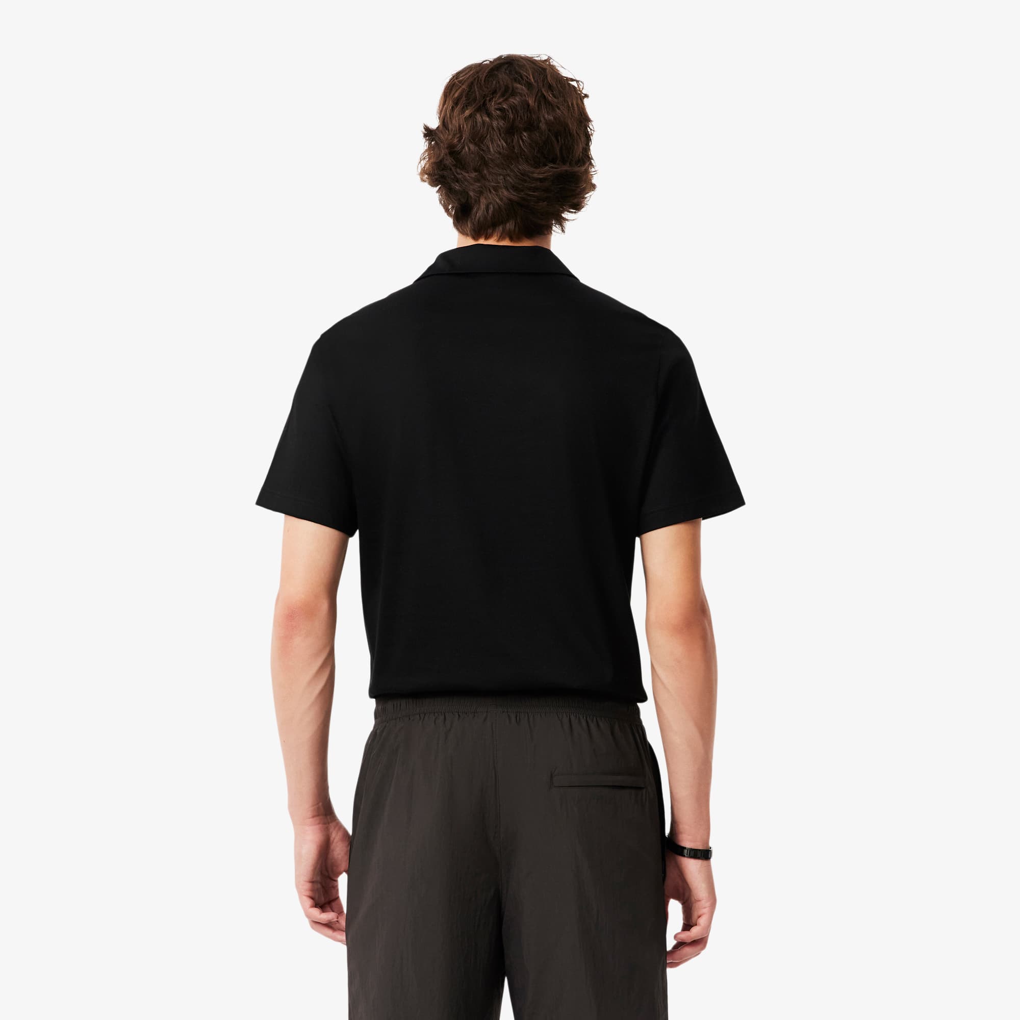 Thumbnail - Lacoste Classic Fit-Polohemd Paris mit offenem Ausschnitt und Stickerei - Schwarz Size XS