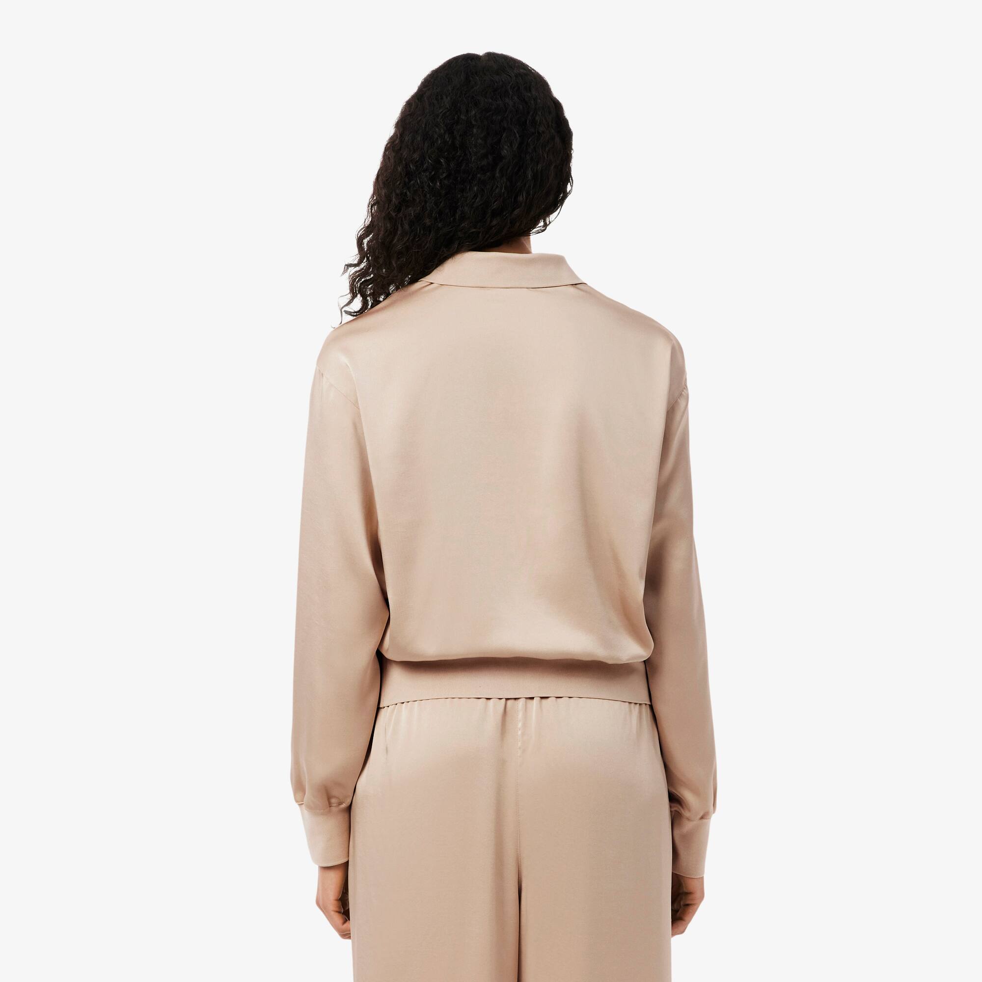 Thumbnail - Lacoste Relaxed Fit-Polohemd aus Satin - Beige Size 44