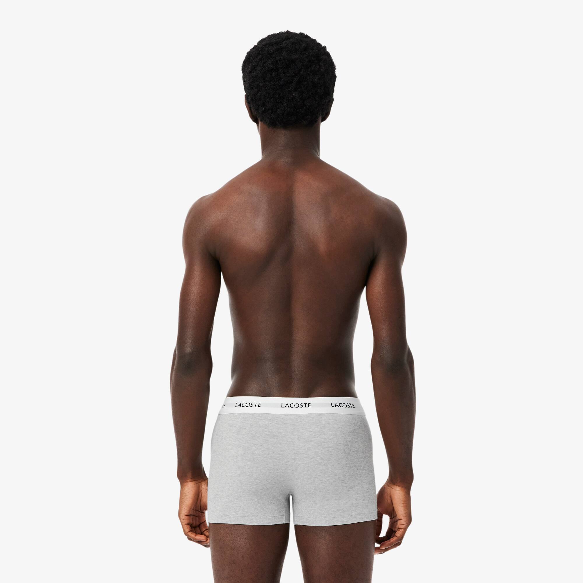 Thumbnail - Lacoste 3er-Pack Baumwoll-Stretch-Trunks - Schwarz / Weiß / Heidekraut Grau Size M