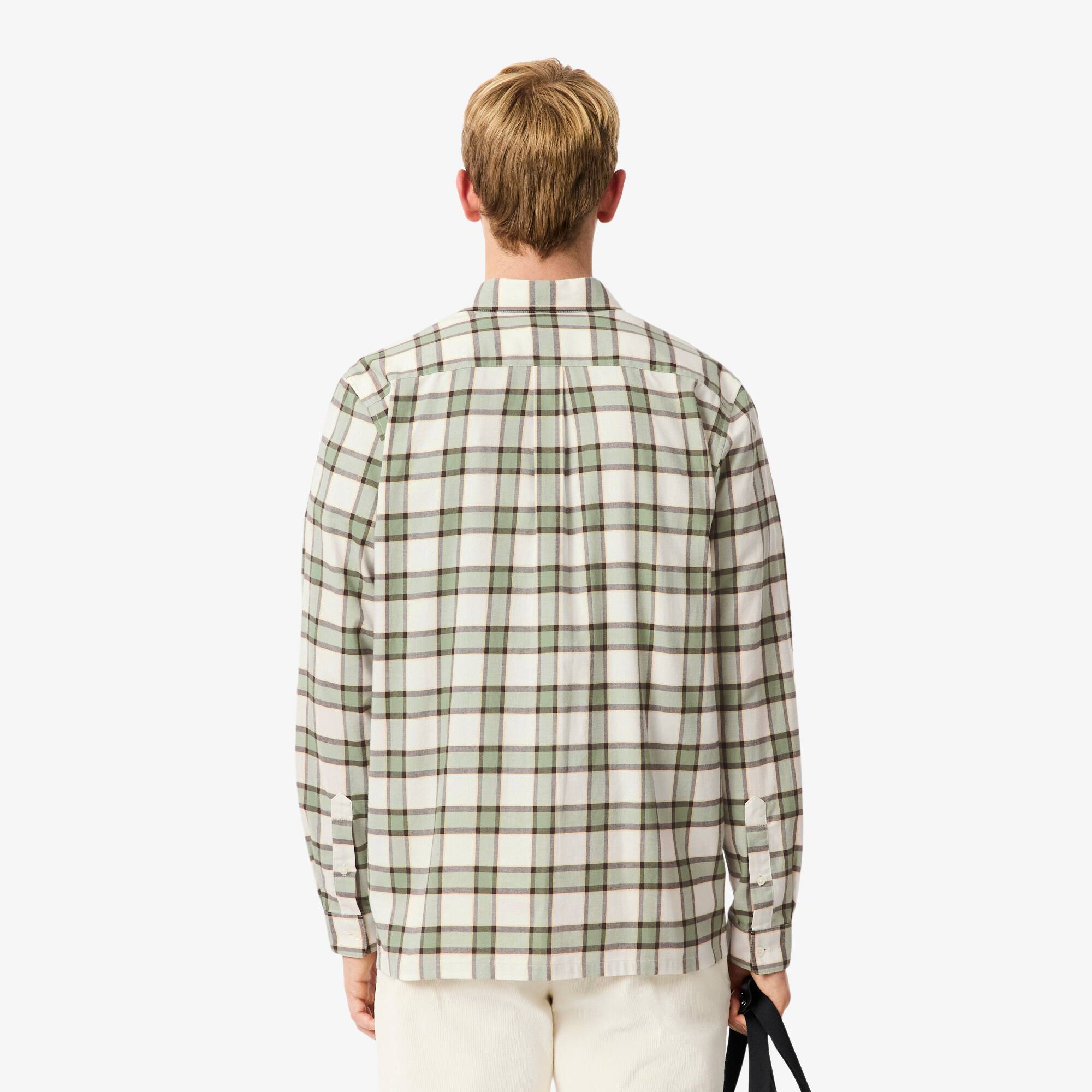 Thumbnail - Lacoste Regular Fit-Hemd aus kariertem Flanell - Weiß / Gelb / Grün Size 39