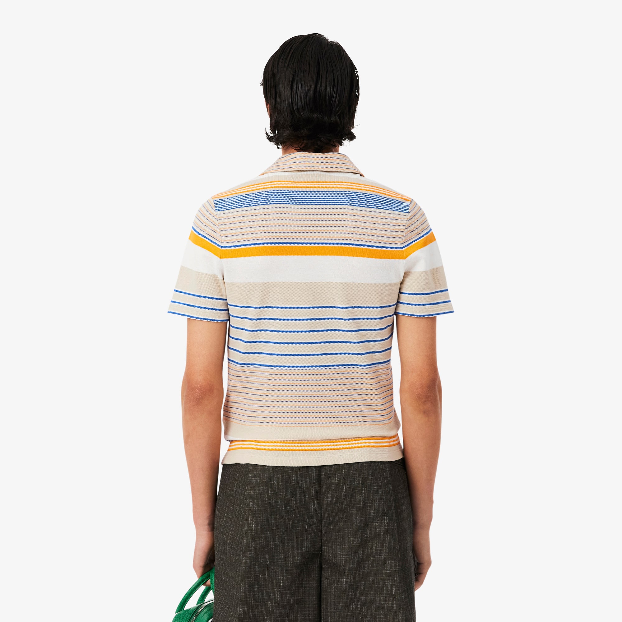 Thumbnail - Lacoste Gestreiftes Slim Fit-Polohemd Runway aus Piqué - Beige / Blanc Size L