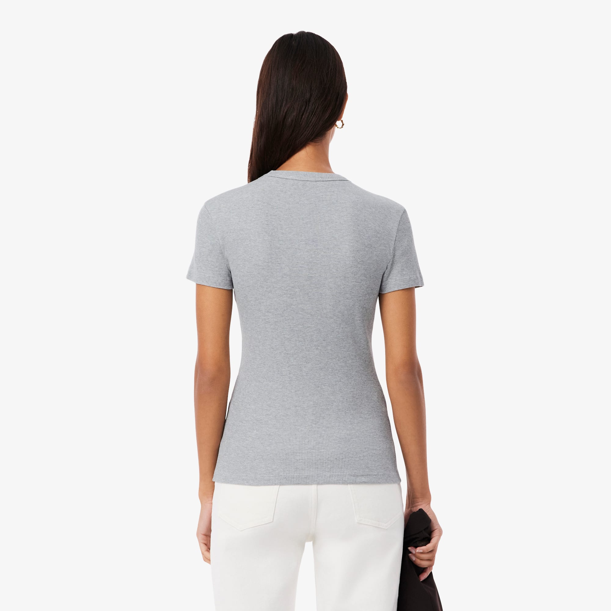 Thumbnail - Lacoste Slim Fit-T-Shirt aus gerippter Baumwolle - Heidekraut Grau Size 32