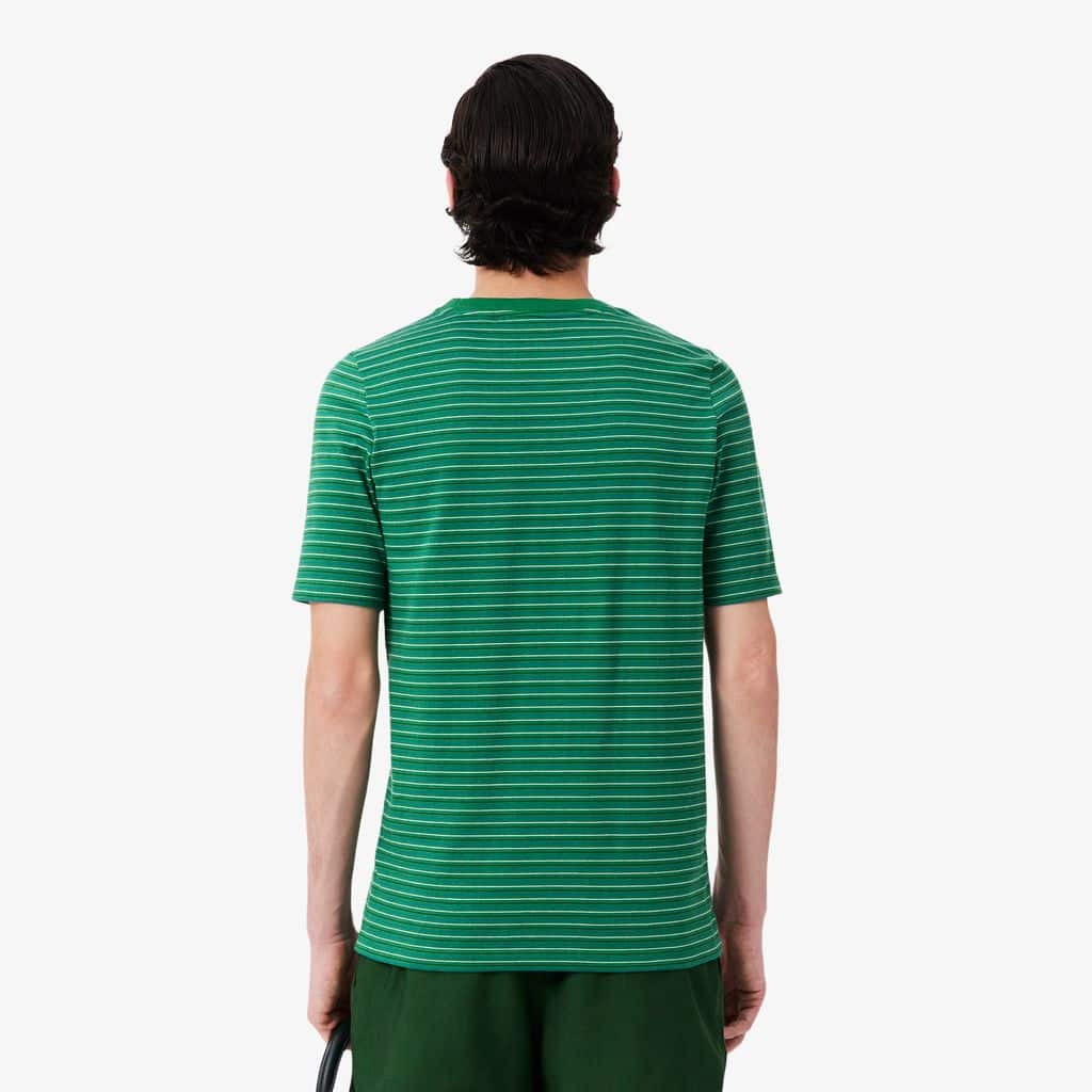 Thumbnail - Lacoste Gestreiftes T-Shirt Runway aus Jersey - Grün / Weiß Size L