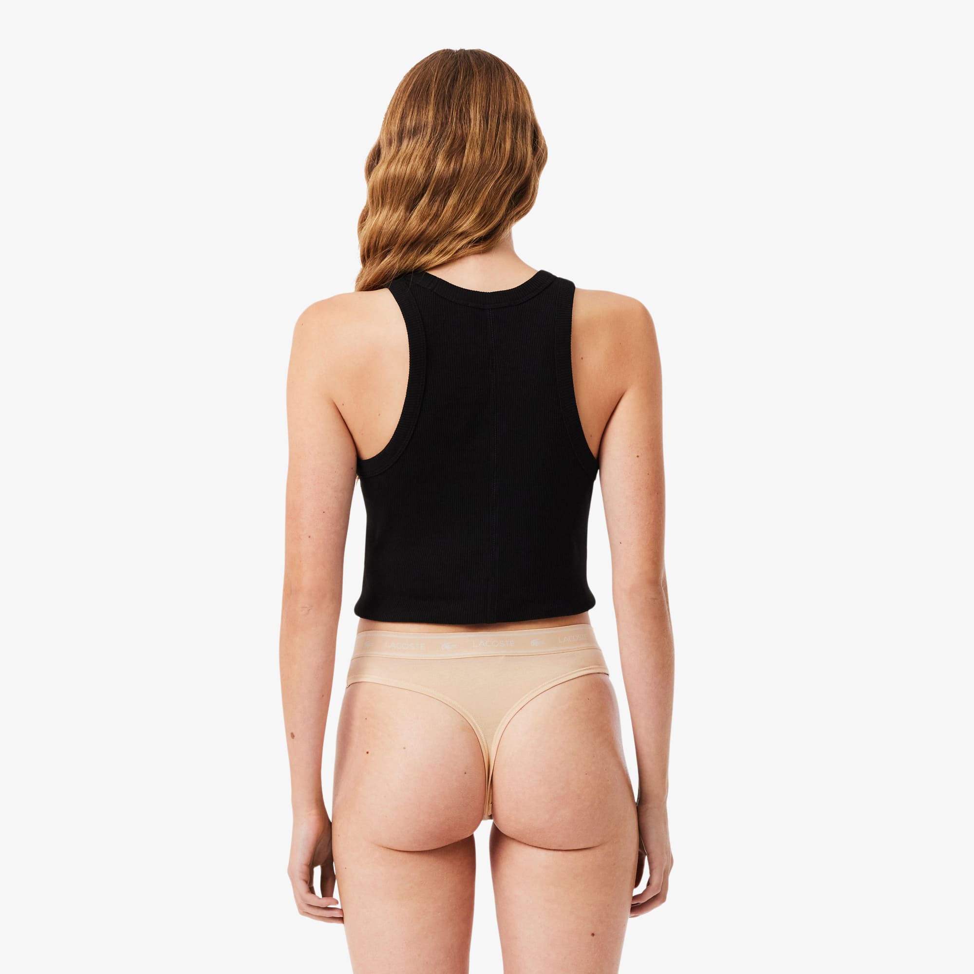 Thumbnail - Lacoste Tangas aus Stretch-Baumwolle mit Logo-Bund - Beige Size 6 - XL