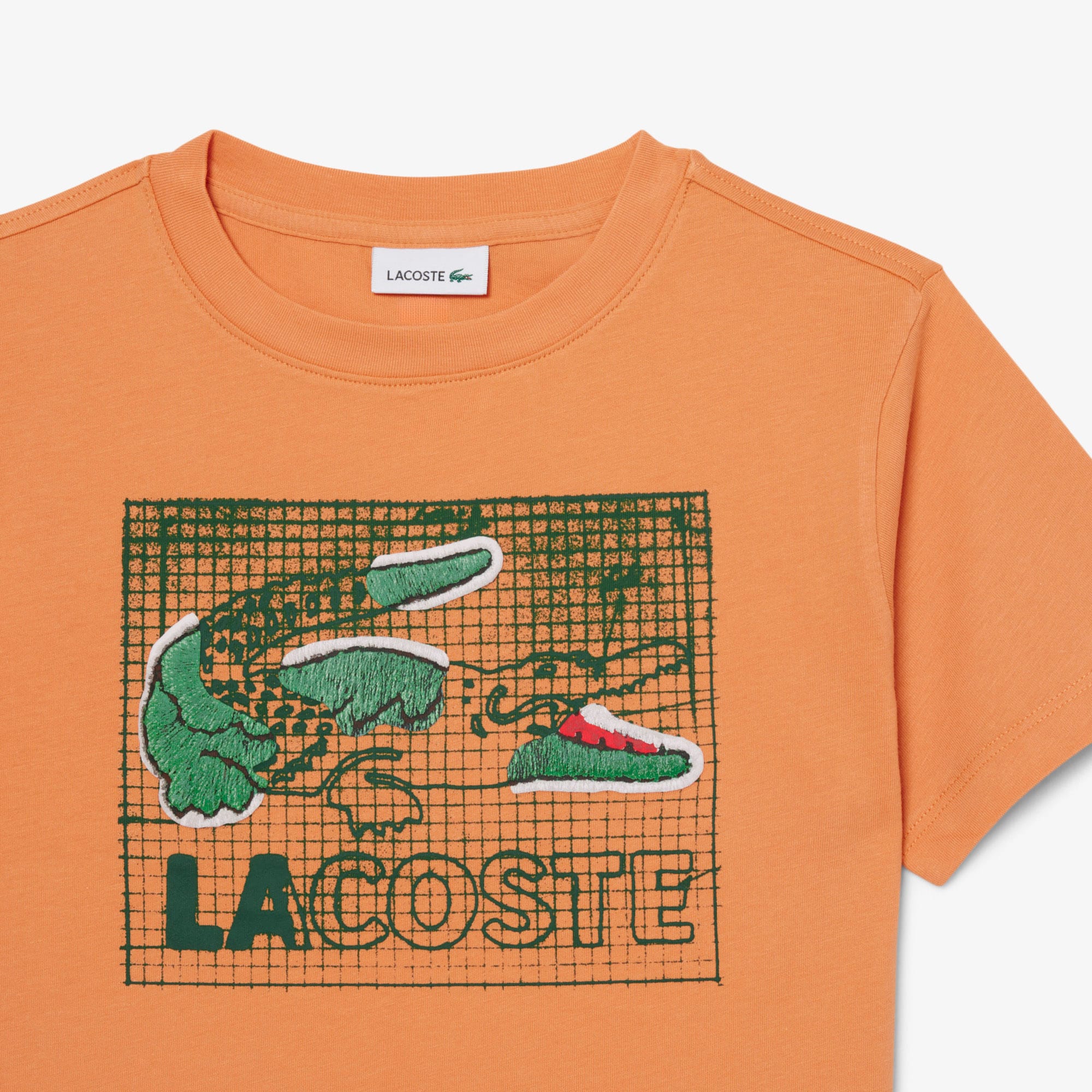 Thumbnail - Lacoste T-Shirt aus Baumwolle mit grafischem Print - Orange Size 9 - 10A