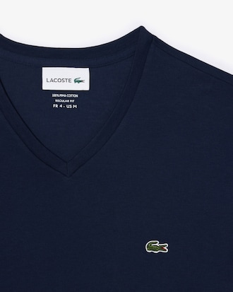 T-Shirt aus leichter Pima-Baumwolle mit V-Ausschnitt