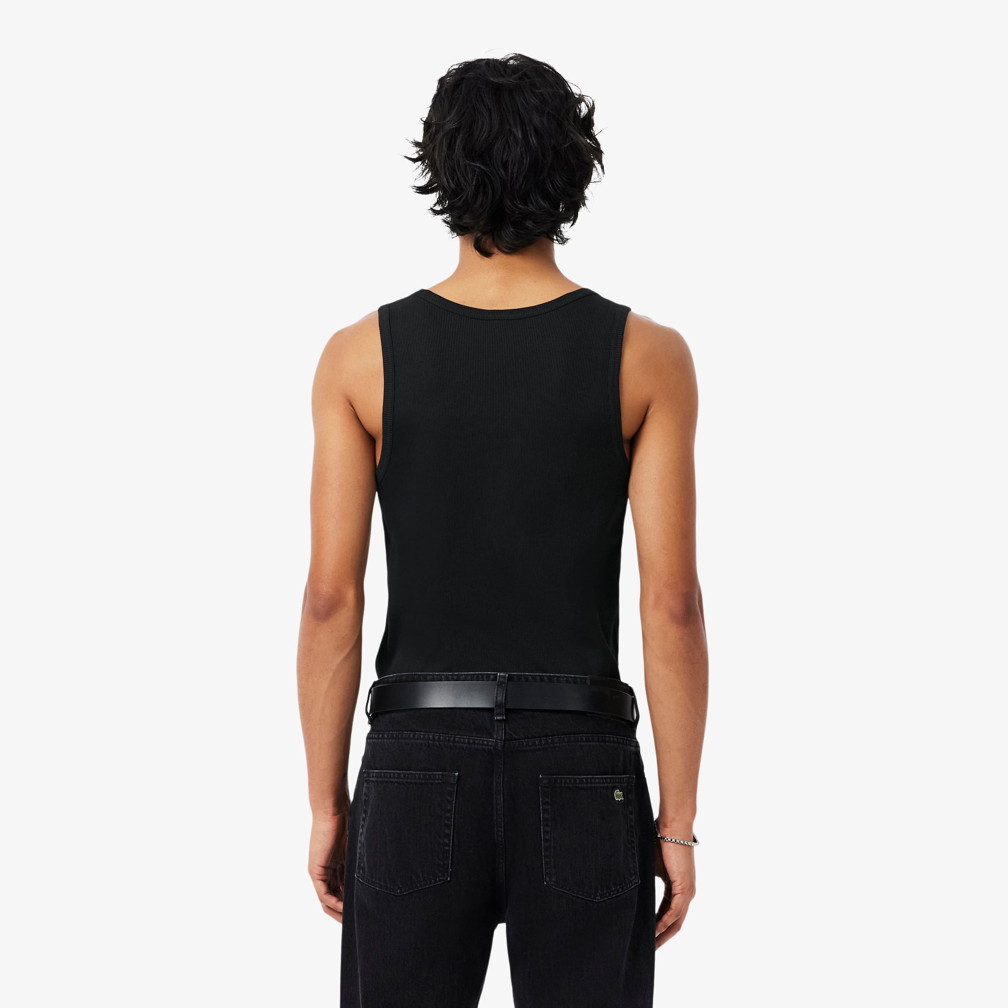 Thumbnail - Lacoste Slim Fit-Trägerhemd aus Baumwollrippstrick - Schwarz Size M