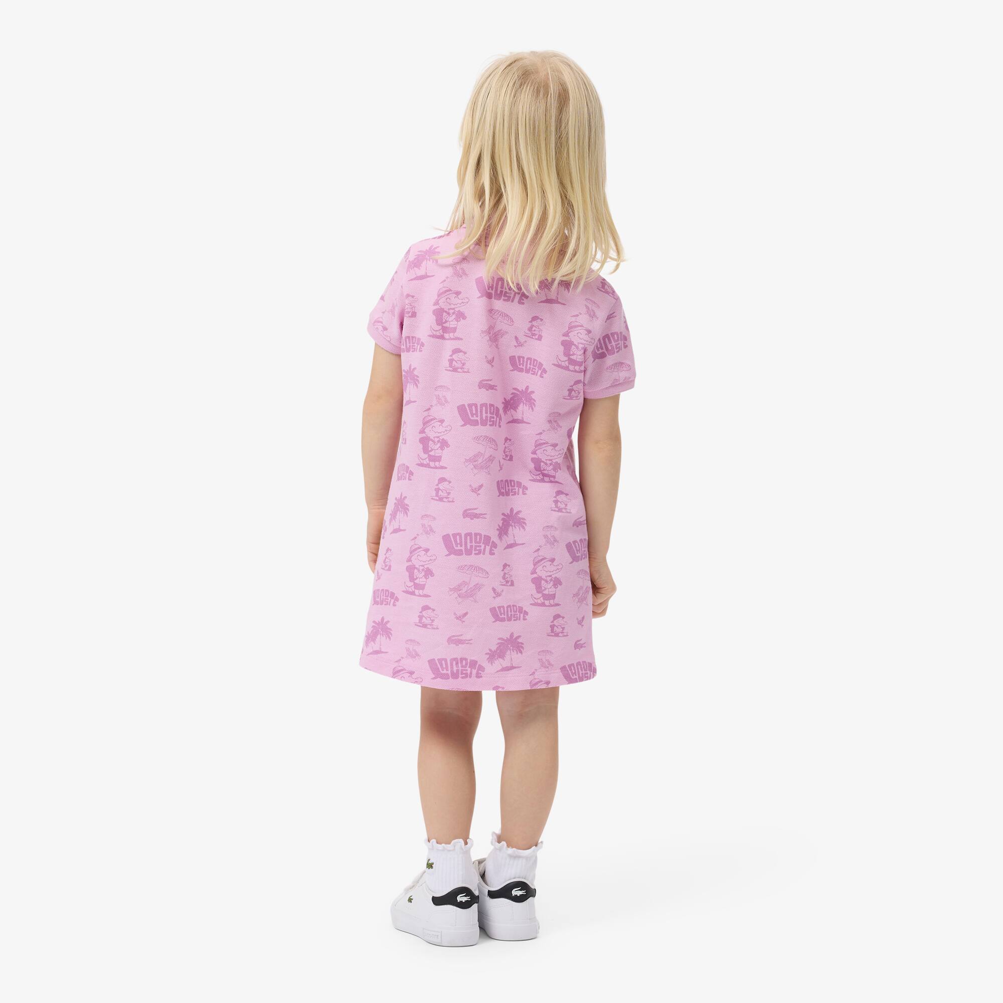 Thumbnail - Lacoste Polokleid aus Piqué mit Print - Rosa Size 5 - 5A