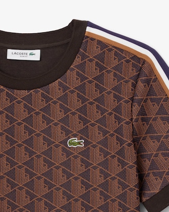 Slim Fit Jacquard-T-Shirt mit Monogramm