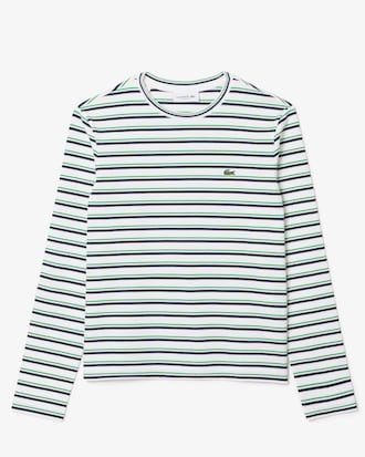T-Shirt aus gestreifter Baumwolle mit langen Ärmeln