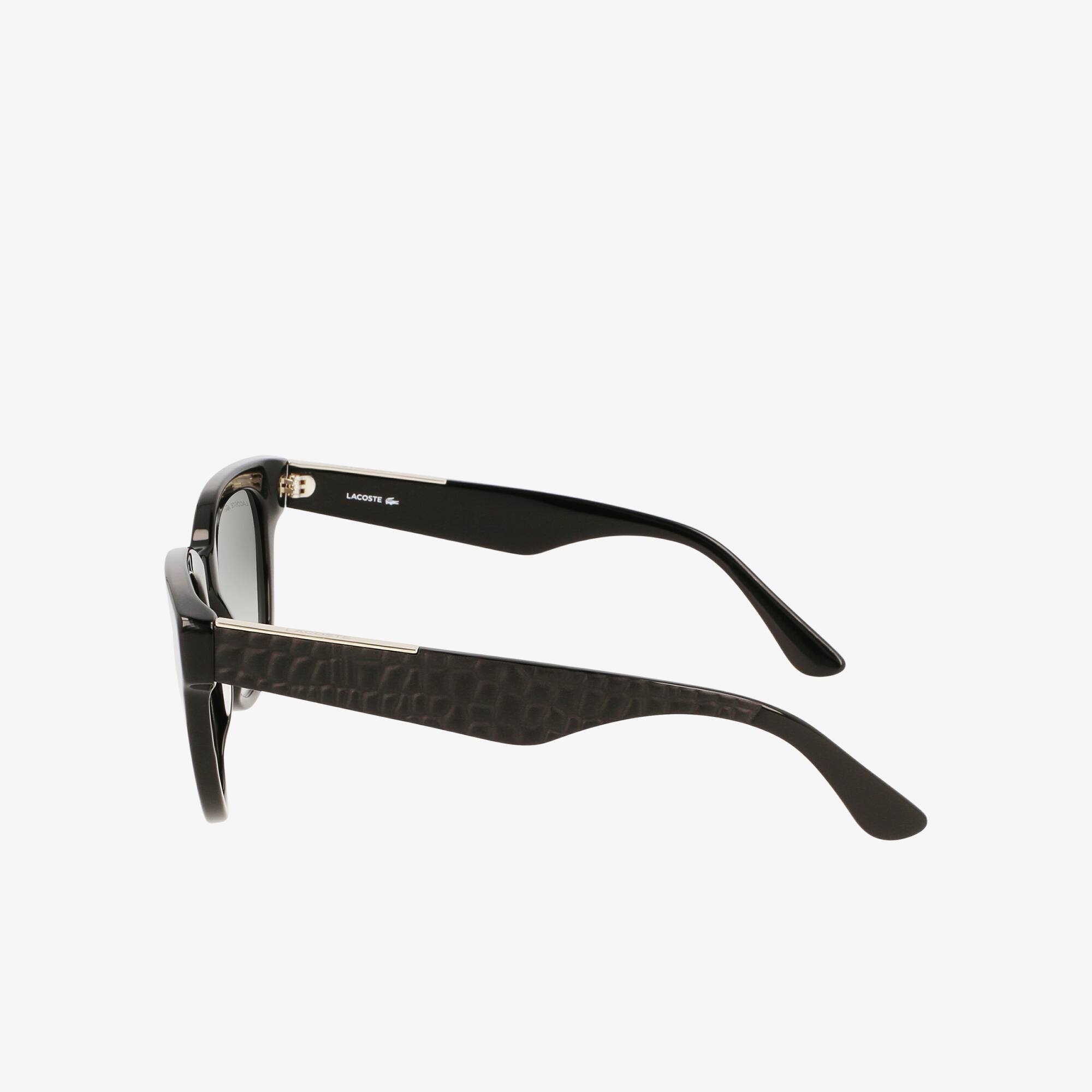 Thumbnail - Lacoste Ovale Acetat-Sonnenbrille mit Kroko-Print - BLACK / BLUE / BLACK Size One Size