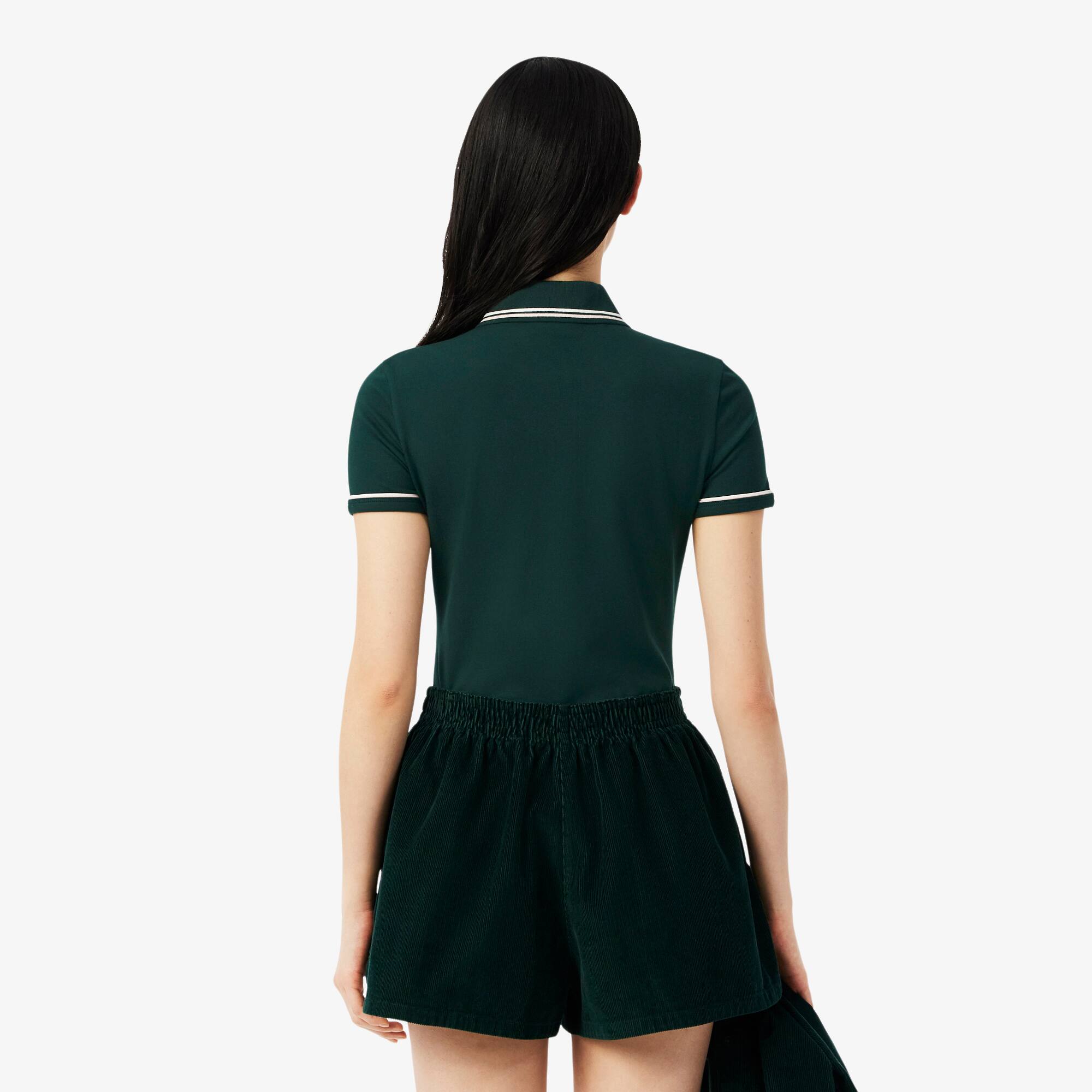 Thumbnail - Lacoste Slim Fit-Polohemd L.12.D mit Einfassung - Grün / Weiß / Hellrosa Size 46