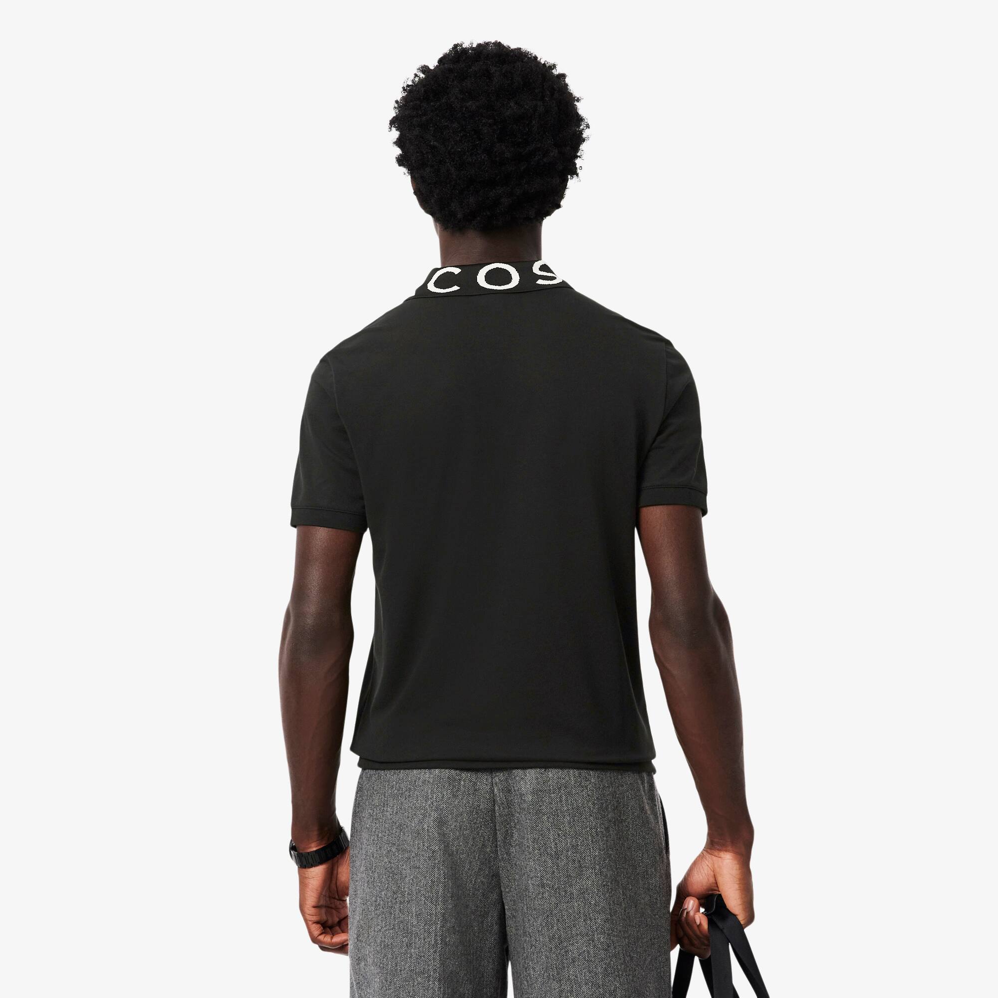 Thumbnail - Lacoste Slim Fit-Polohemd mit Branding aus Jacquard - Schwarz Size 3XL