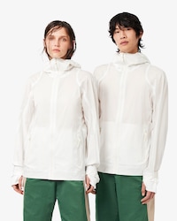 Lacoste x Wang Yibo Taft-Jacke in Perlmuttoptik
