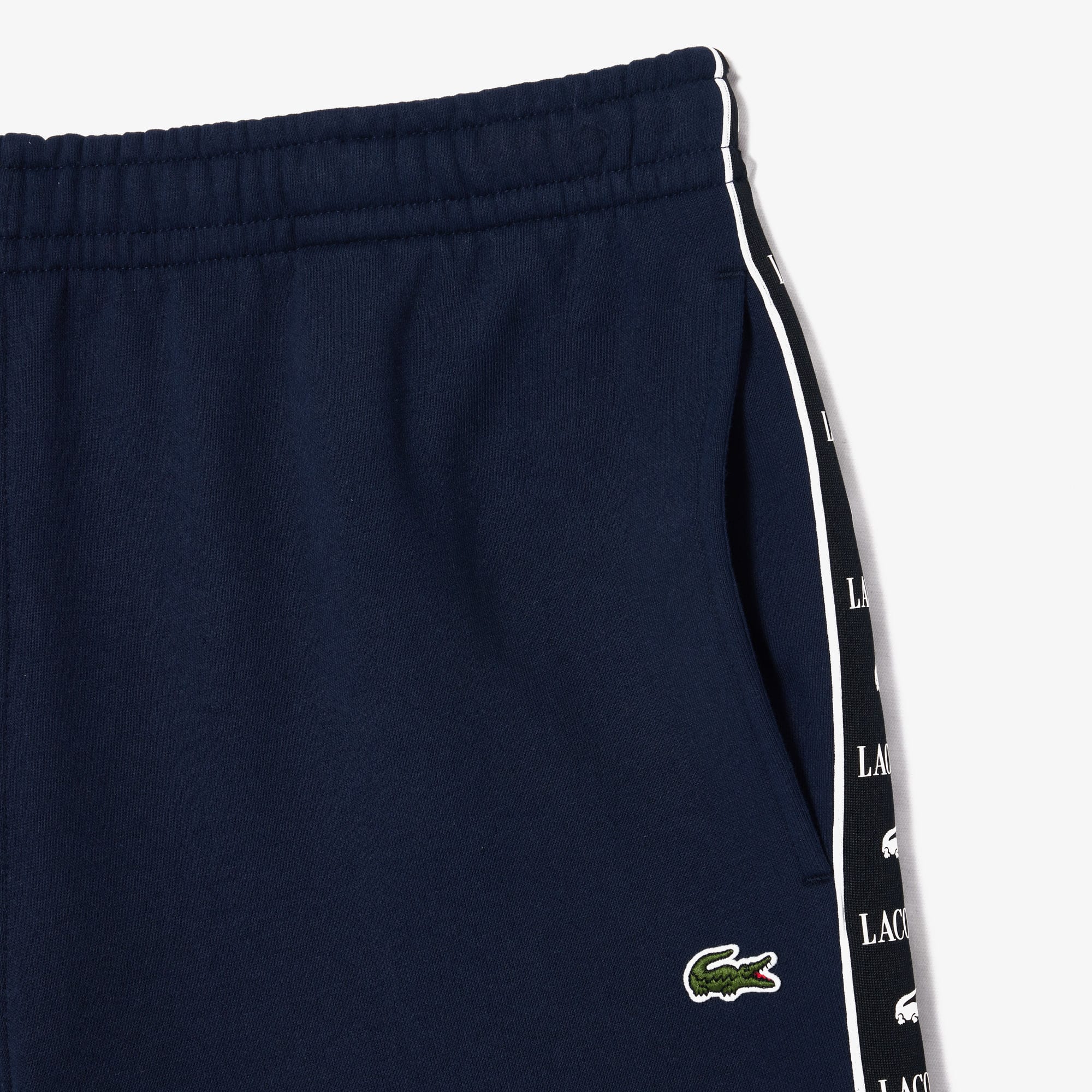 Thumbnail - Lacoste Regular Fit-Shorts aus Fleece mit Logostreifen - Navy Blau Size XXL