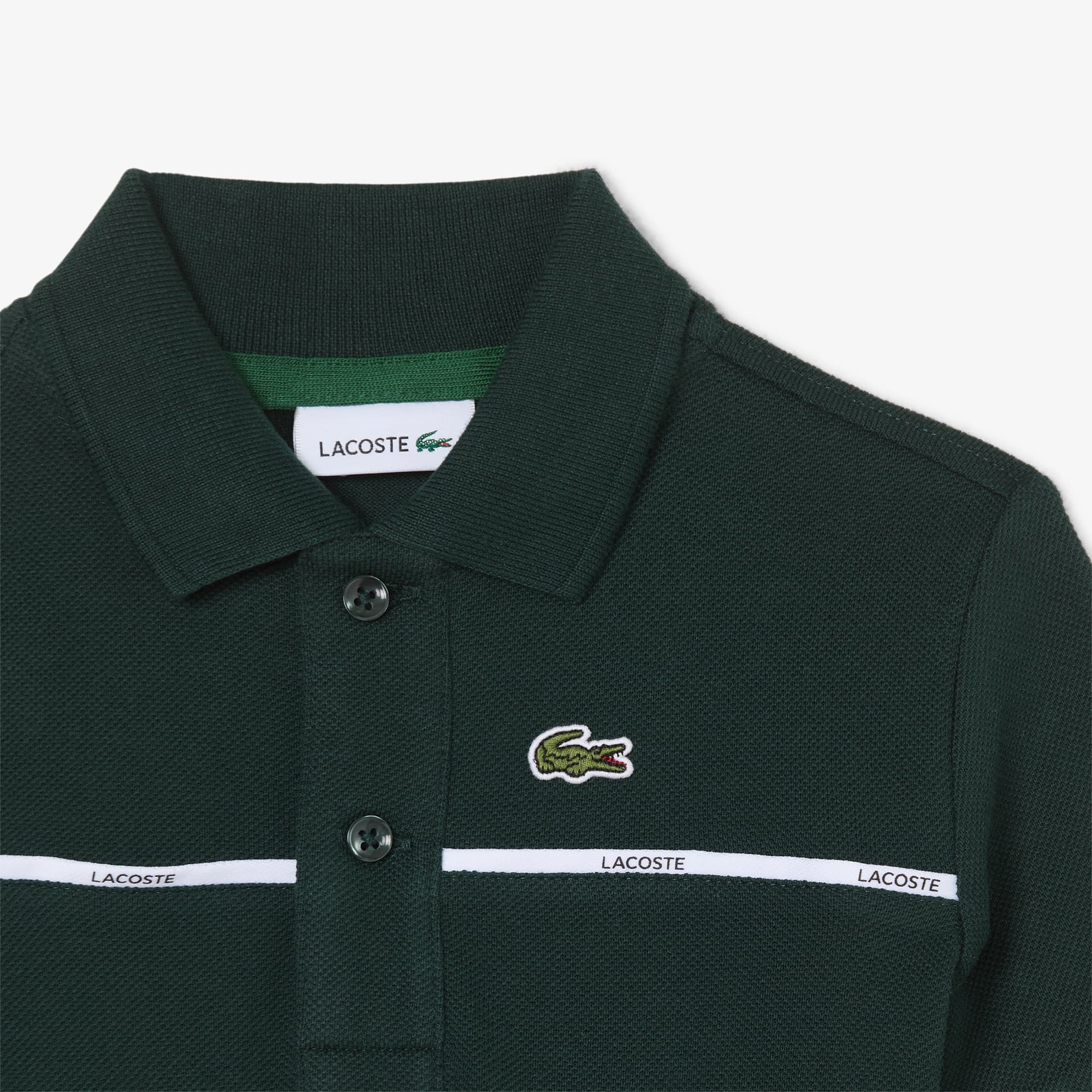 Thumbnail - Lacoste Polohemd aus Petit Piqué mit Kontraststreifen - Sinople Grün Size 2 - 2A