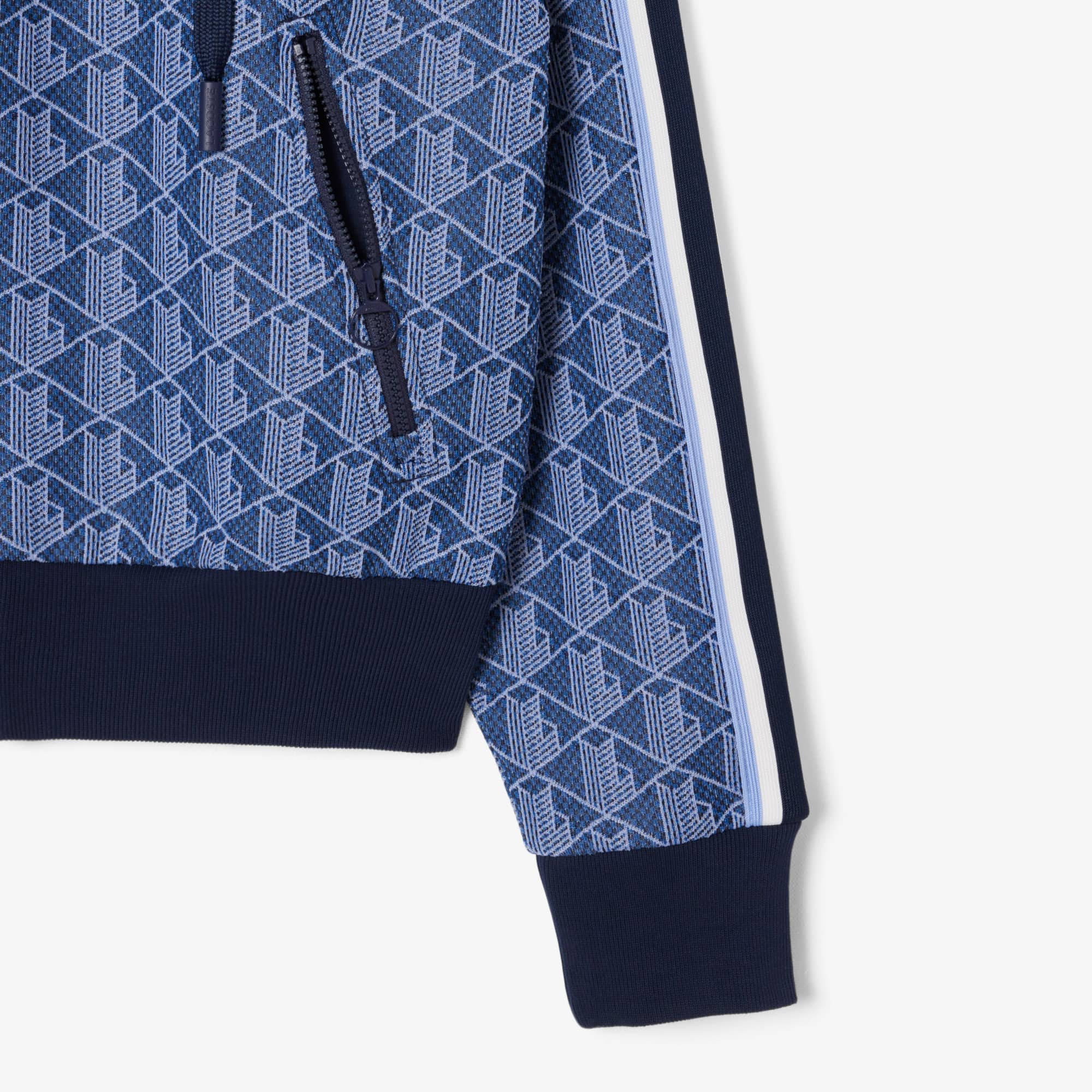 Thumbnail - Lacoste Hoodie aus Jacquard mit Monogramm - Navy Blau / Lila Size 36