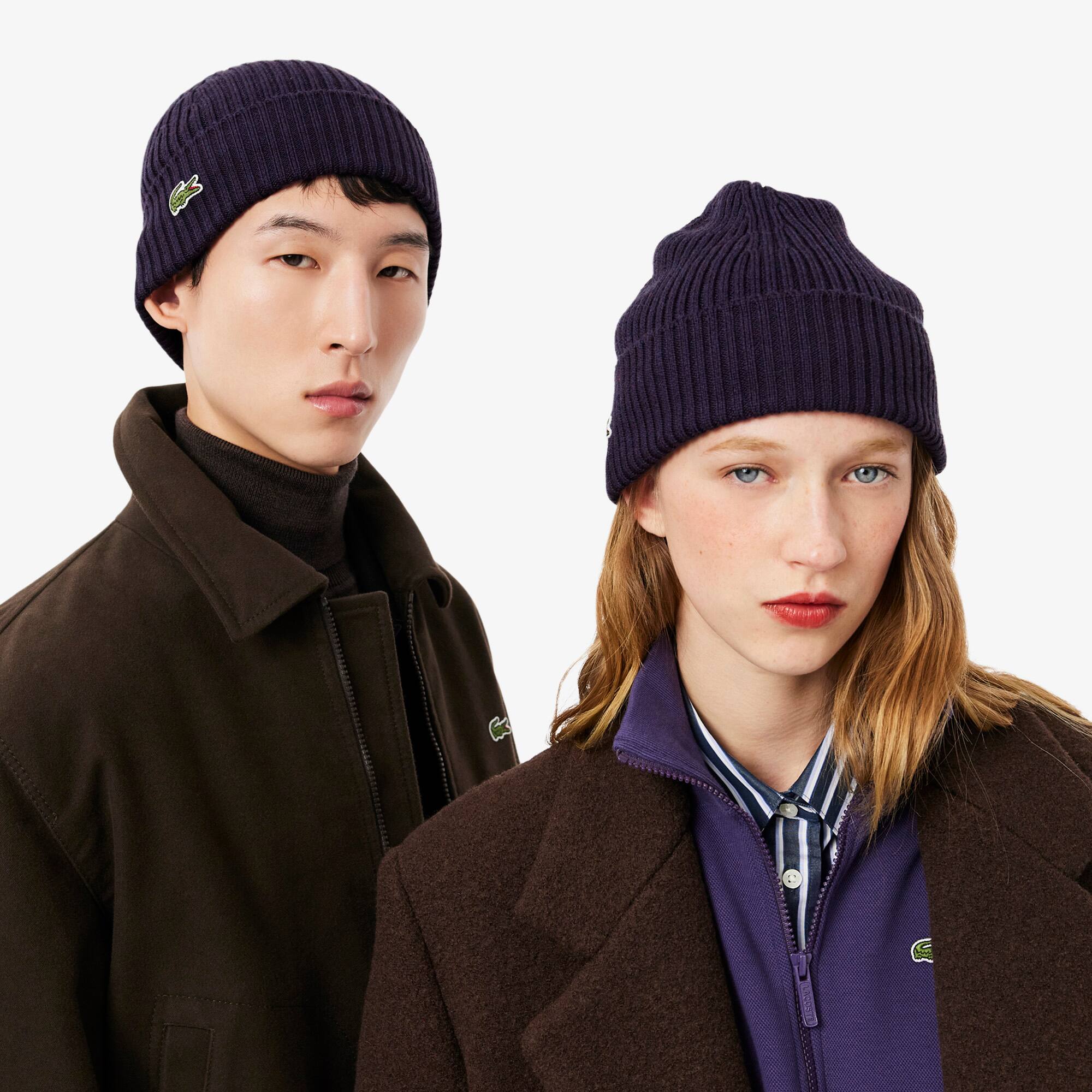 Thumbnail - Lacoste Rippstrick-Mütze aus gebürsteter Wolle - Lila Size One Size