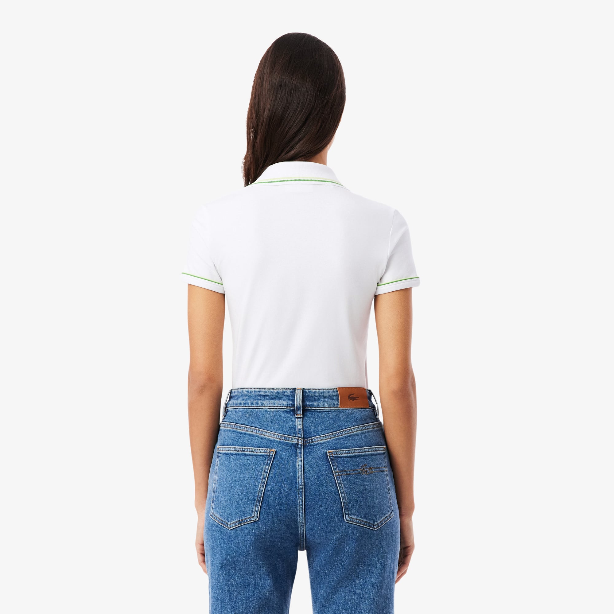 Thumbnail - Lacoste Slim Fit-Polohemd L.12.D mit Einfassung - Blanc / Vert Size 36