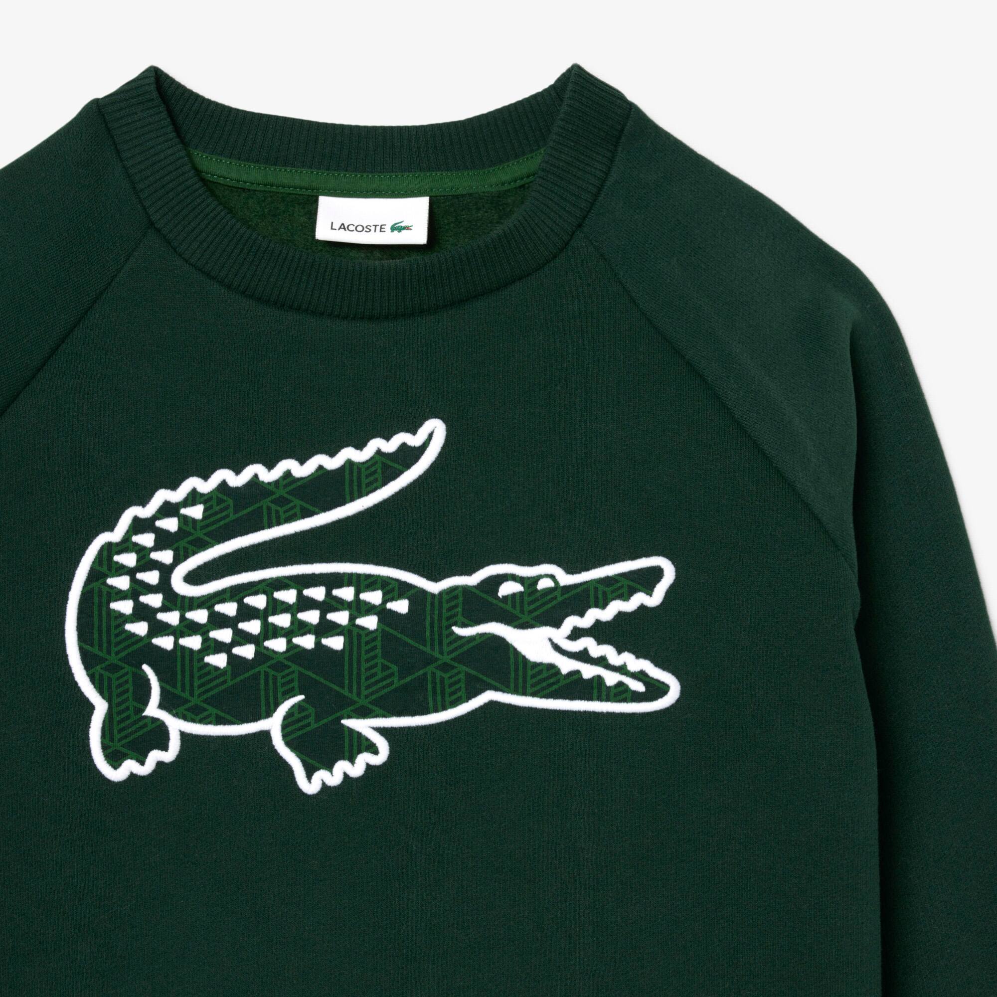 Thumbnail - Lacoste Sweatshirt aus Fleece mit Monogramm-Print - Sinople Grün Size 10 - 12A