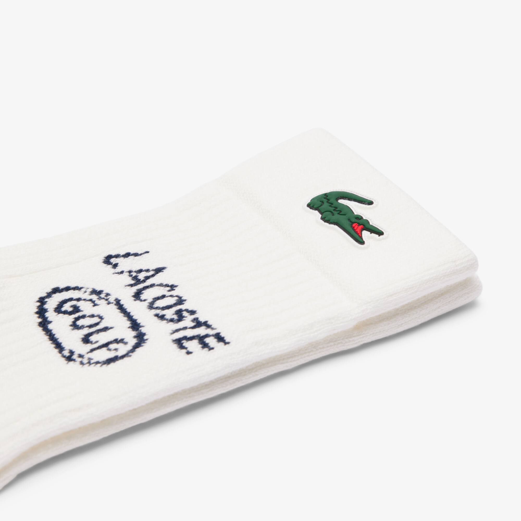 Thumbnail - Lacoste Golfsocken aus Bouclé-Baumwolle - Weiß / Navy Blau Size 43/46