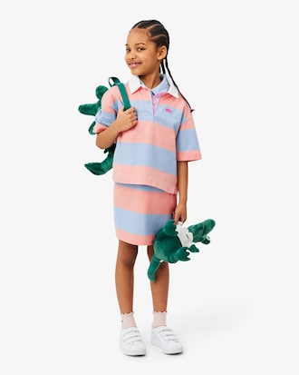 Gestreiftes, &auml;rmelloses Polokleid aus Petit Piqu&eacute;