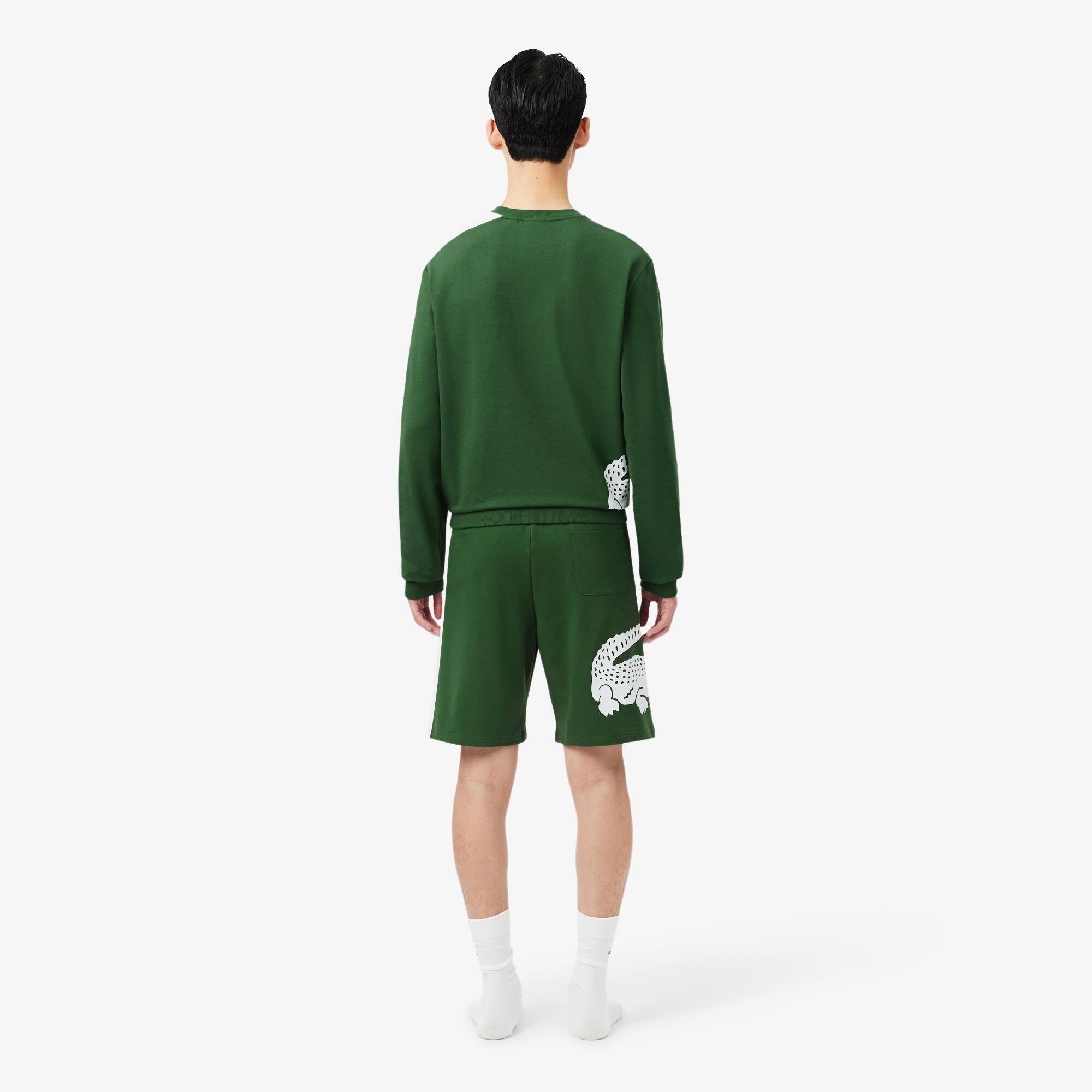 Thumbnail - Lacoste Loungewear-Pyjamashorts aus Fleece, Straight Cut - Grün / Navy Blau / Weiß Size S