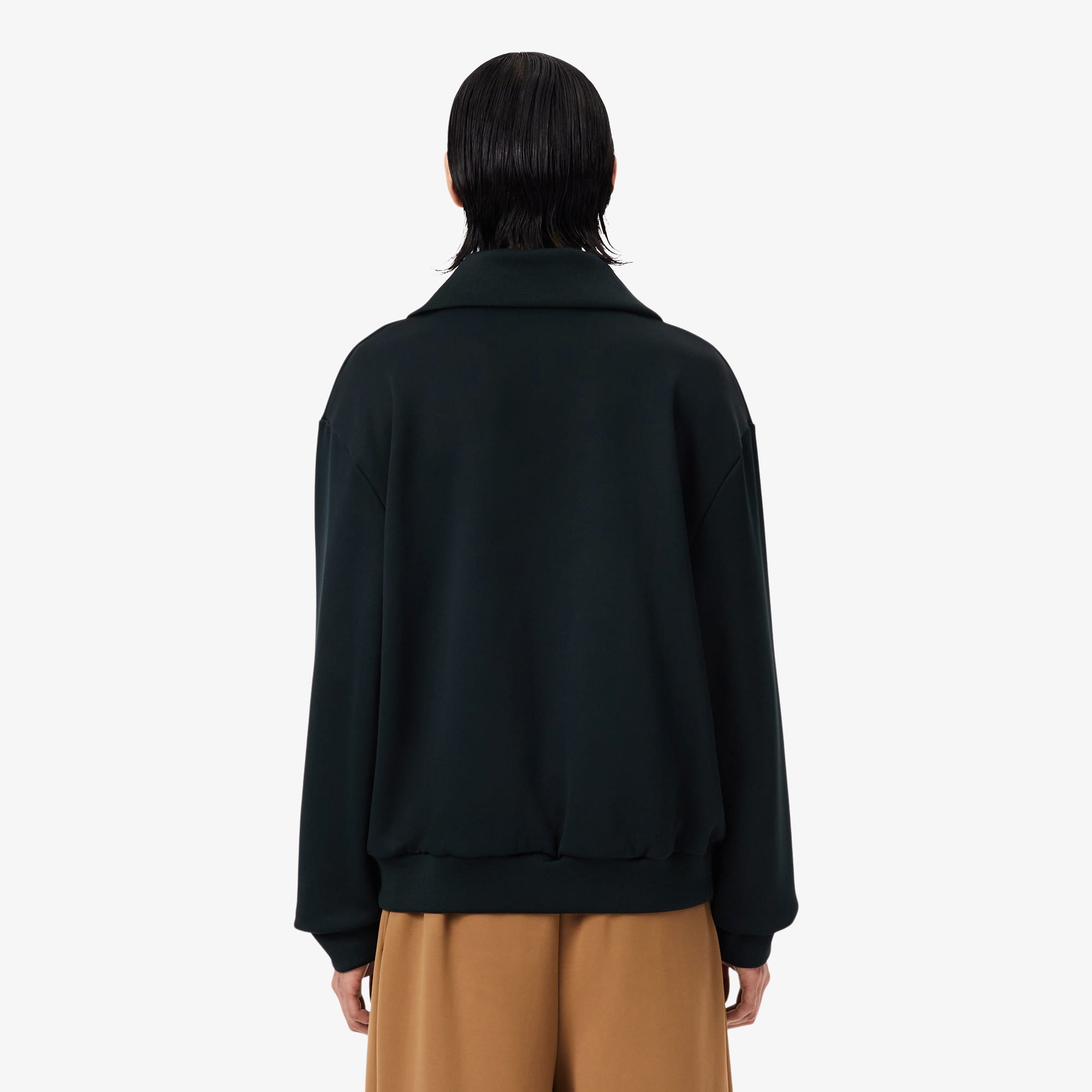 Thumbnail - Lacoste Sweatshirt Runway mit hohem Kragen, Reißverschluss und Badge-Akzenten - Vert Fonce Size L