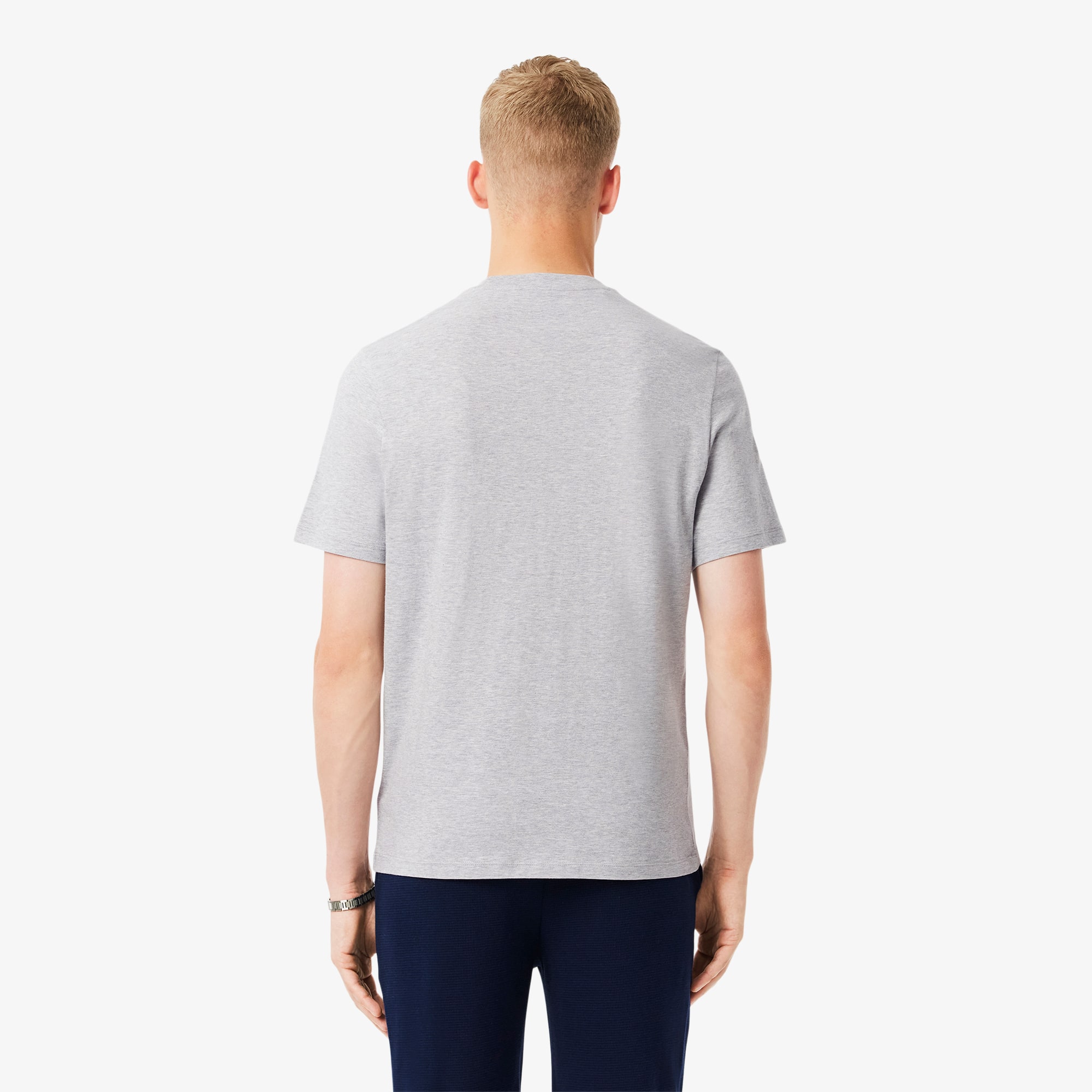 Thumbnail - Lacoste Loungewear-T-Shirt aus Baumwolle mit Krokodil-Druck - Heidekraut Grau / Weiß Size 6 - XL