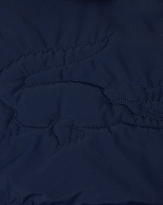 Puffer-Jacke mit Kapuze und gesticktem Krokodil