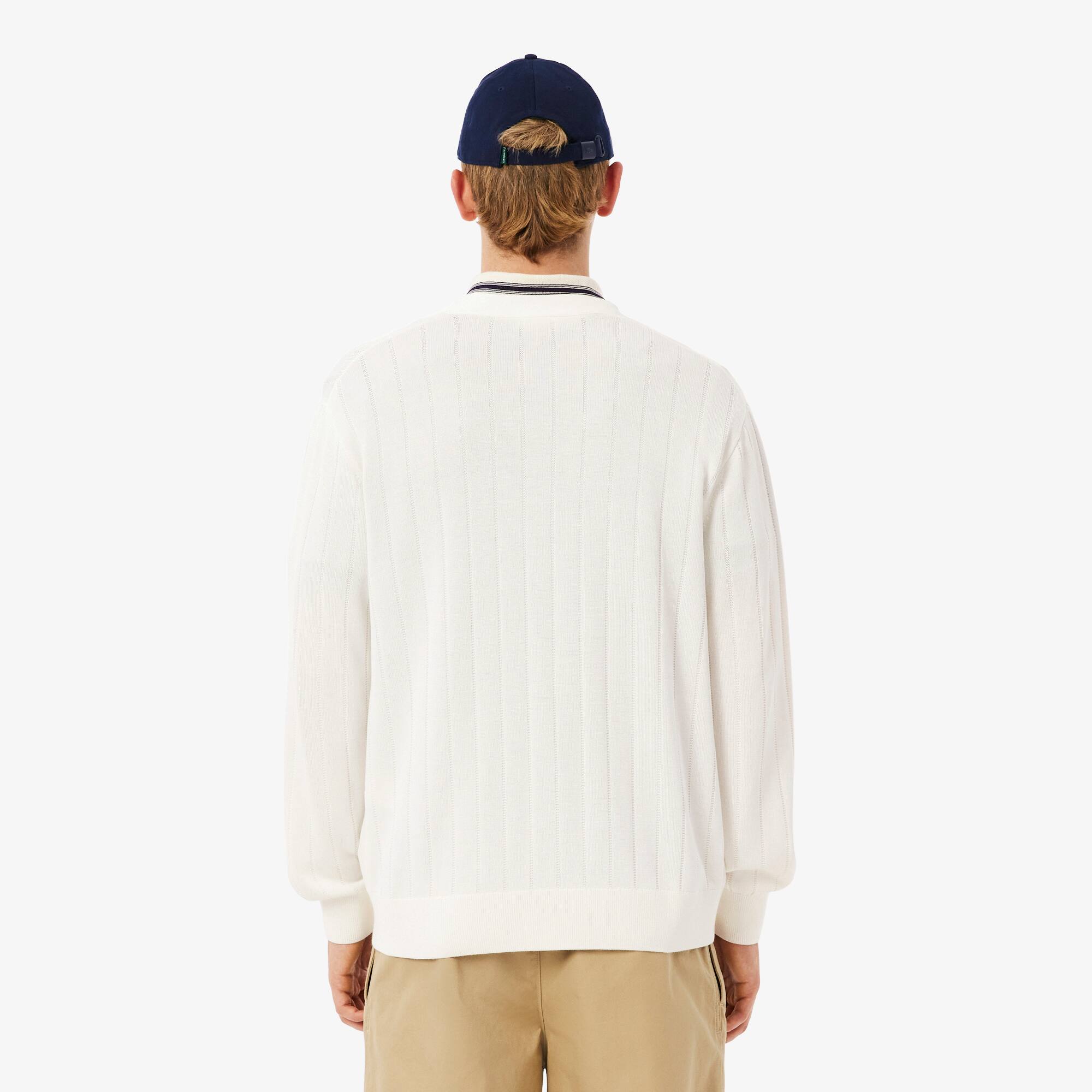 Thumbnail - Lacoste Cardigan aus fließendem Rippstrick - Weiß Size 6 - XL